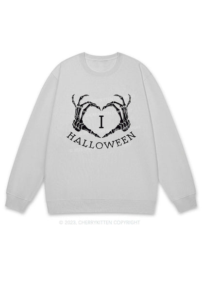 Skeleton I Love Halloween Y2K Sweatshirt Cherrykitten