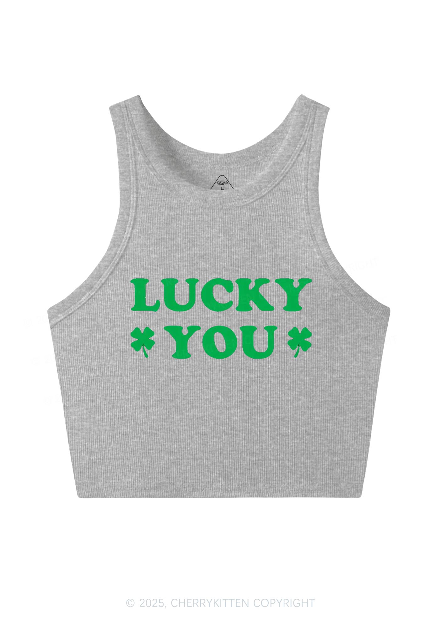 Lucky Green St Patricks Y2K Crop Tank Top Cherrykitten