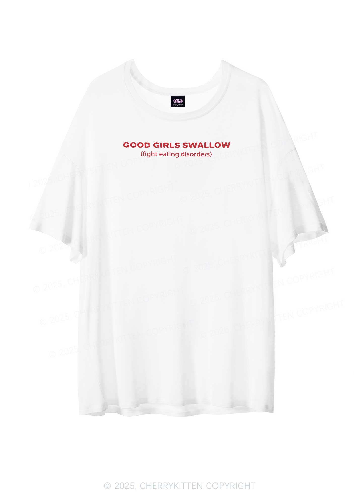Good Girls Swallow Y2K Sheer Boyfriend Tee Cherrykitten