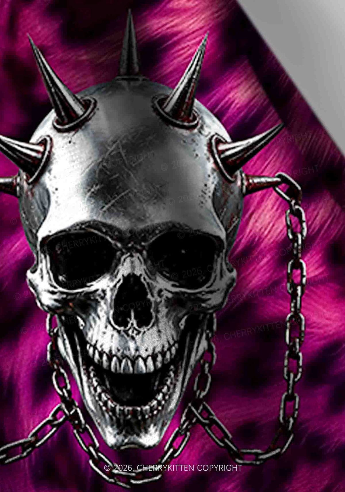 Halloween Spiked Skull Leopard Y2K Print Headband Cherrykitten