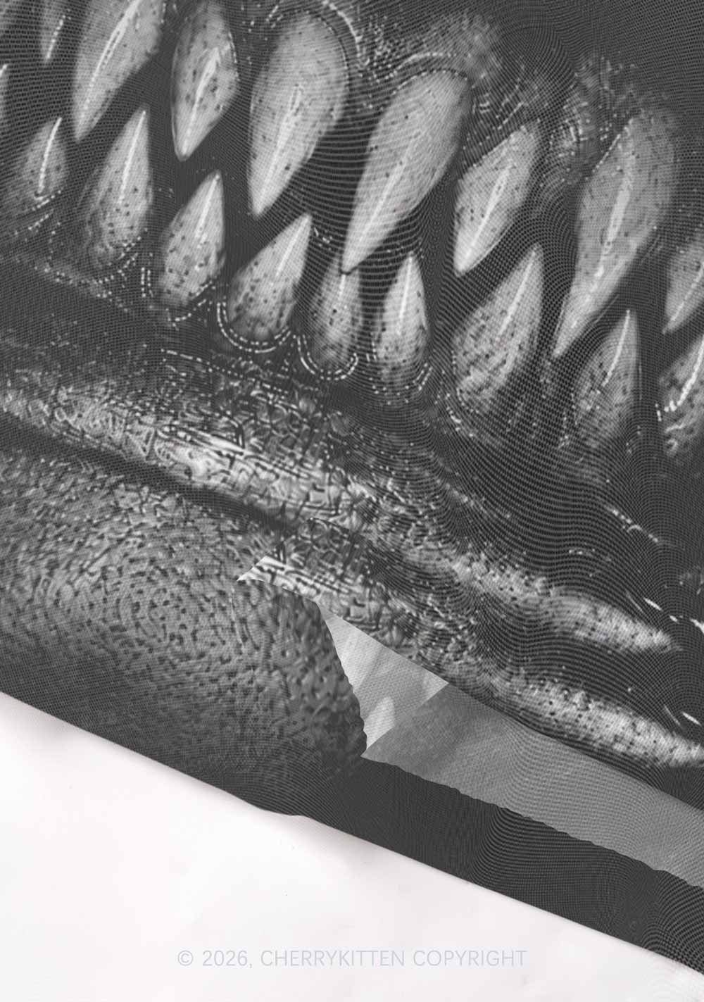 Halloween Monster Sharp Fangs Y2K Mesh Crop Top Cherrykitten