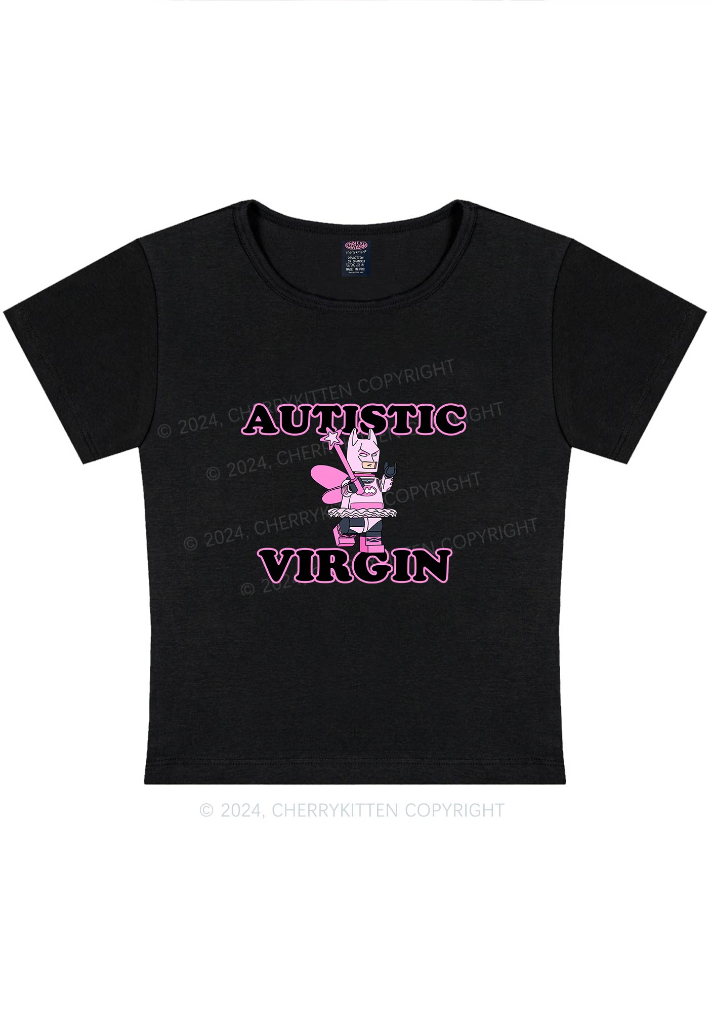 Autistic Virgin Cartoon Y2K Baby Tee Cherrykitten
