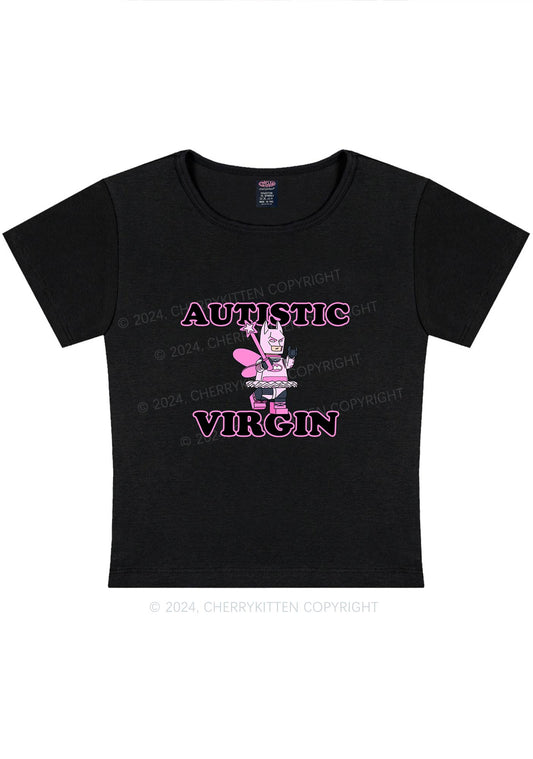 Autistic Virgin Cartoon Y2K Baby Tee Cherrykitten
