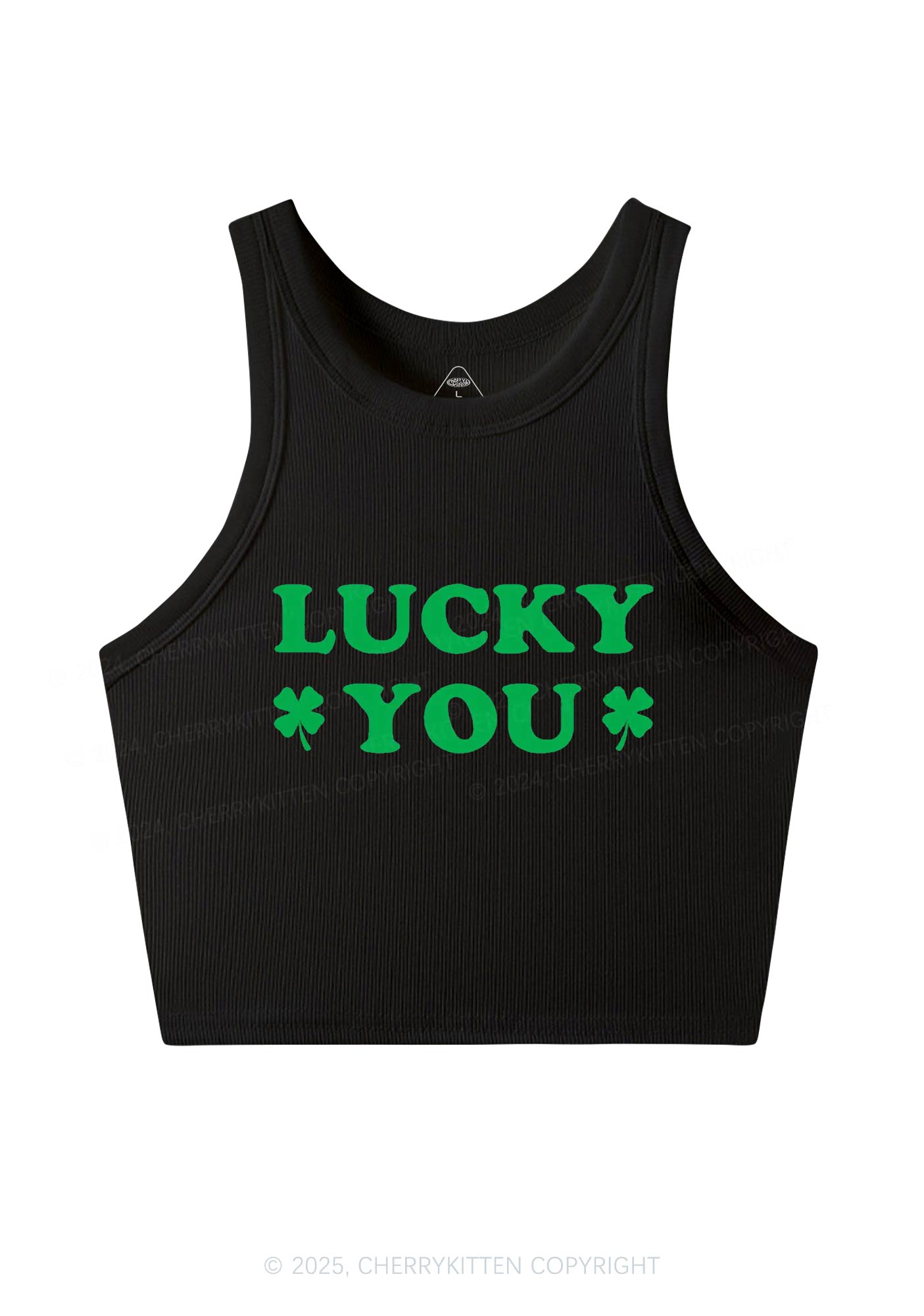 Lucky Green St Patricks Y2K Crop Tank Top Cherrykitten