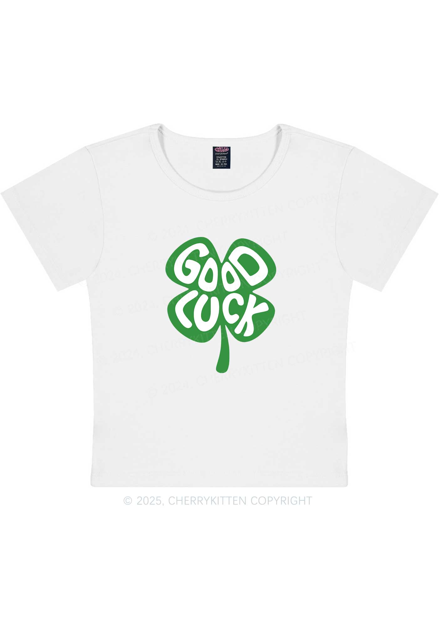 Good Luck St Patricks Y2K Baby Tee Cherrykitten