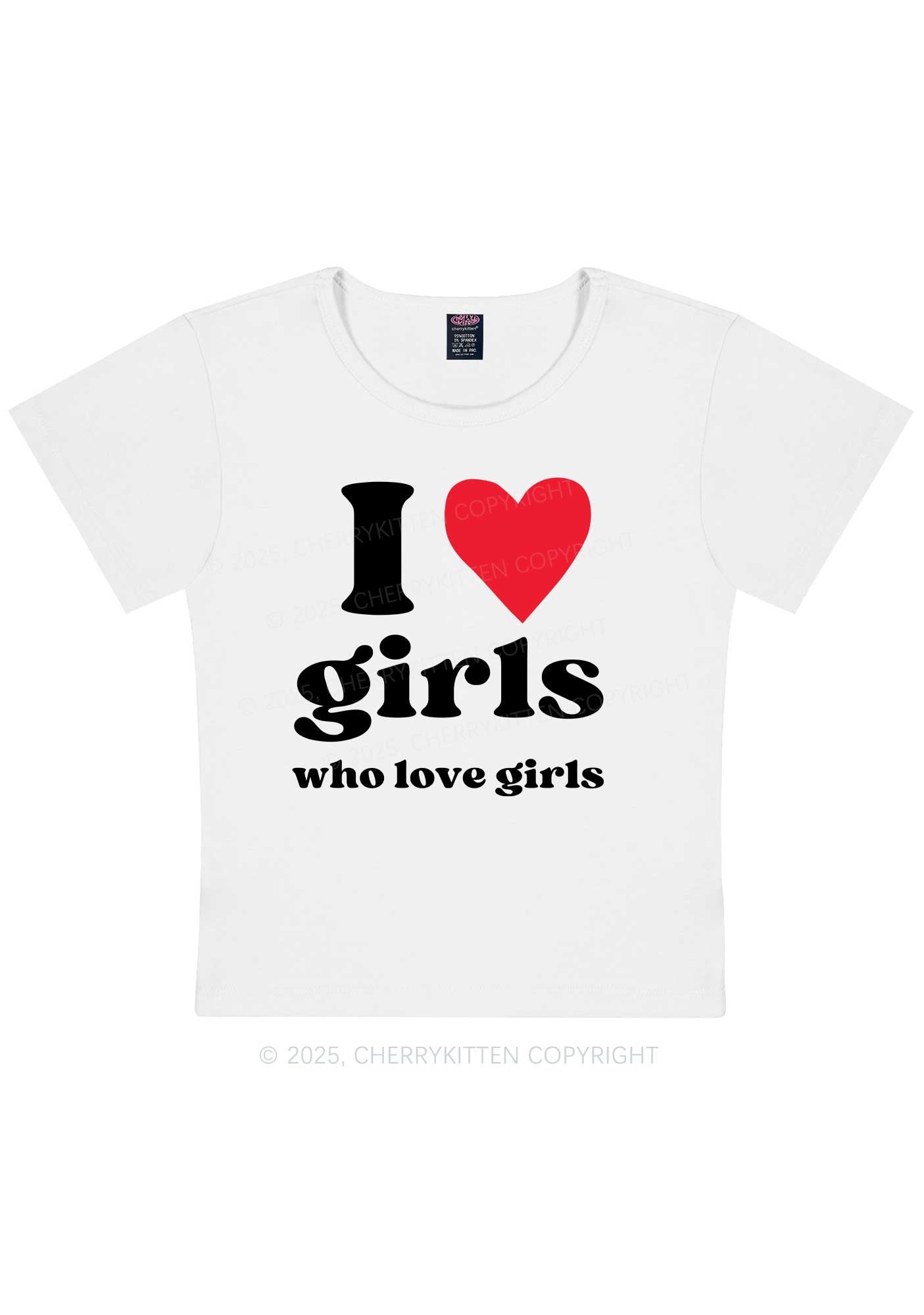 Girls Love Girls Pride Y2K Baby Tee Cherrykitten