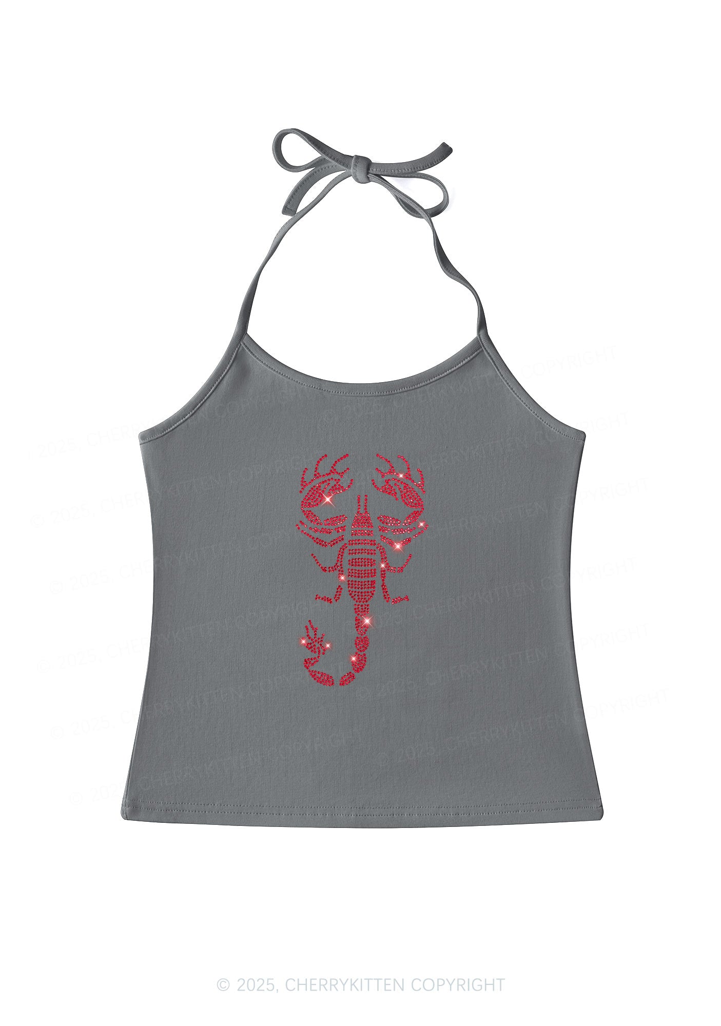 Rhinestone Red Scorpion Y2K Halter Neck Cami Cherrykitten