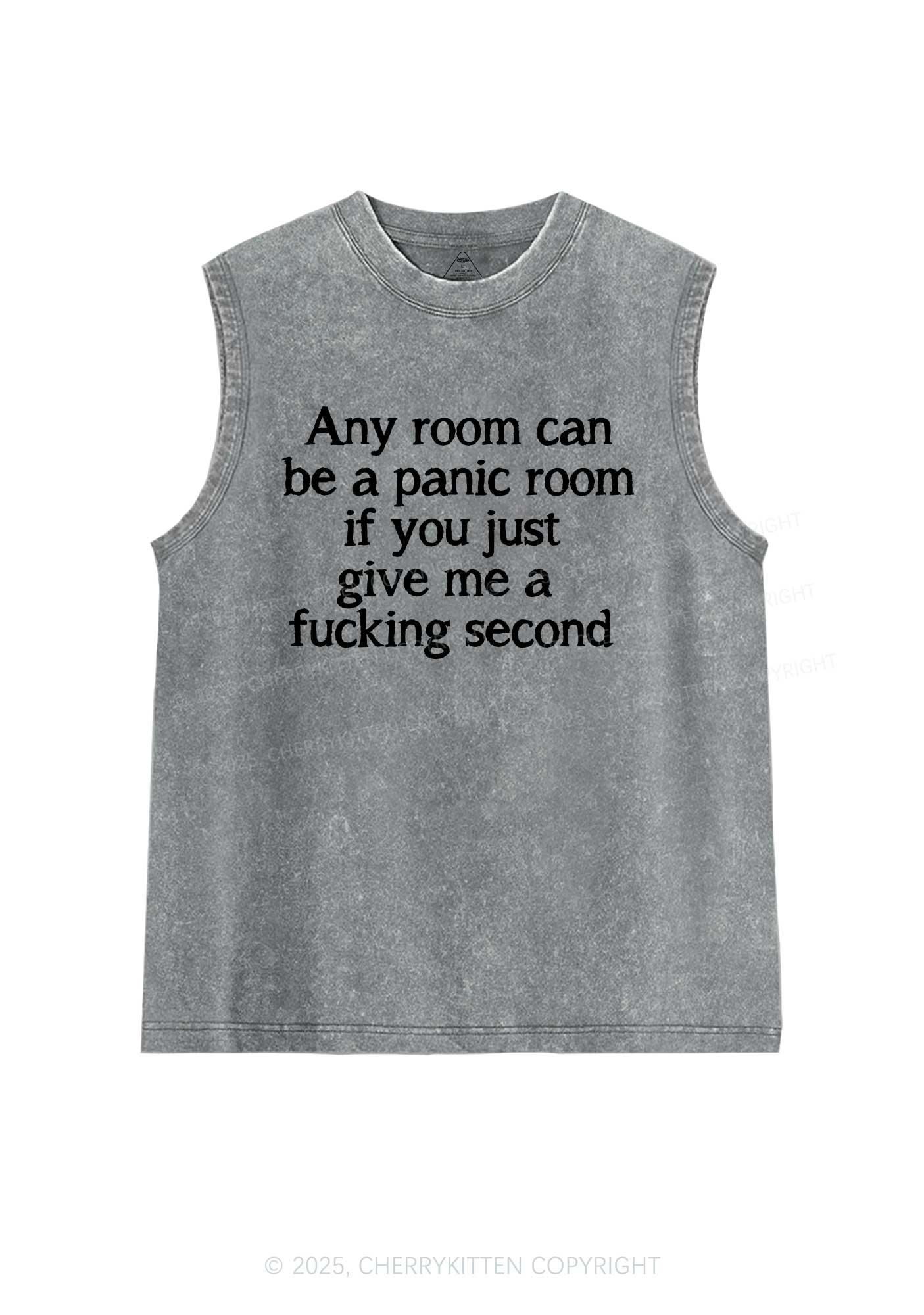 Any Room Can Be Panic Y2K Washed Muscle Tank Cherrykitten