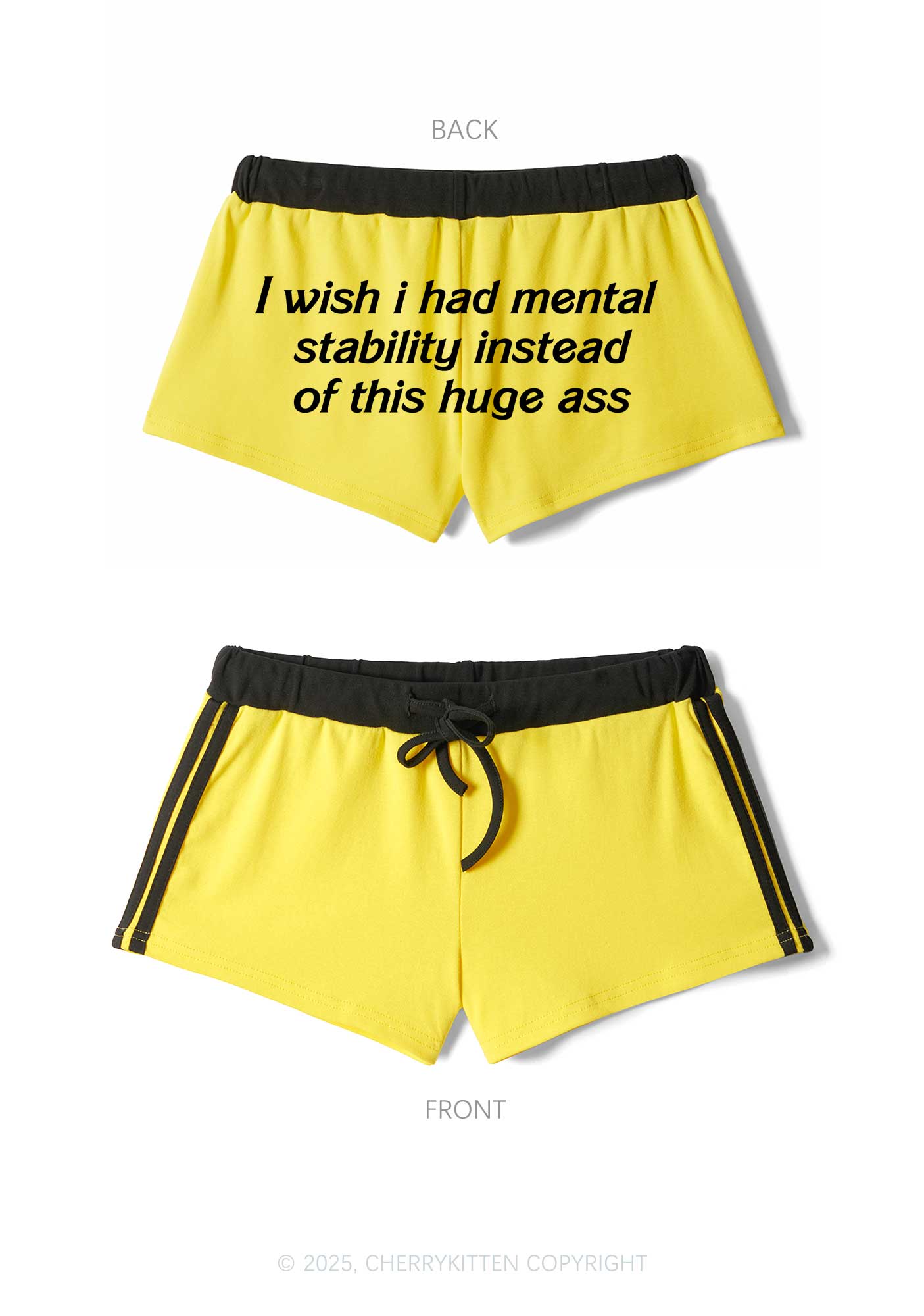 I Wish Mental Stability Y2K Drawstring Mini Shorts Cherrykitten
