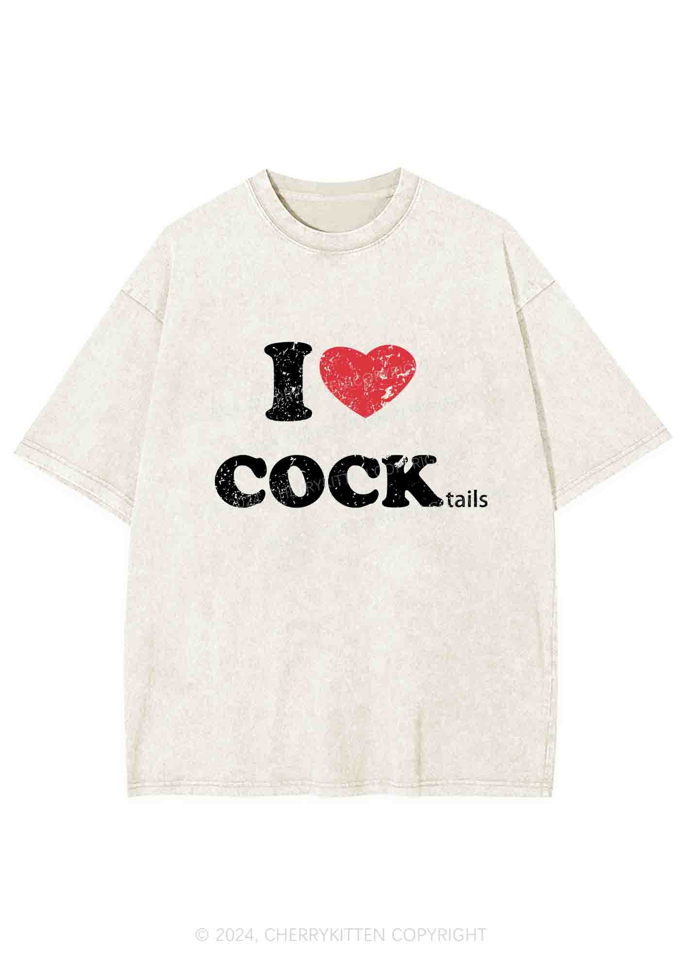 I Love Cocktails Y2K Washed Tee Cherrykitten