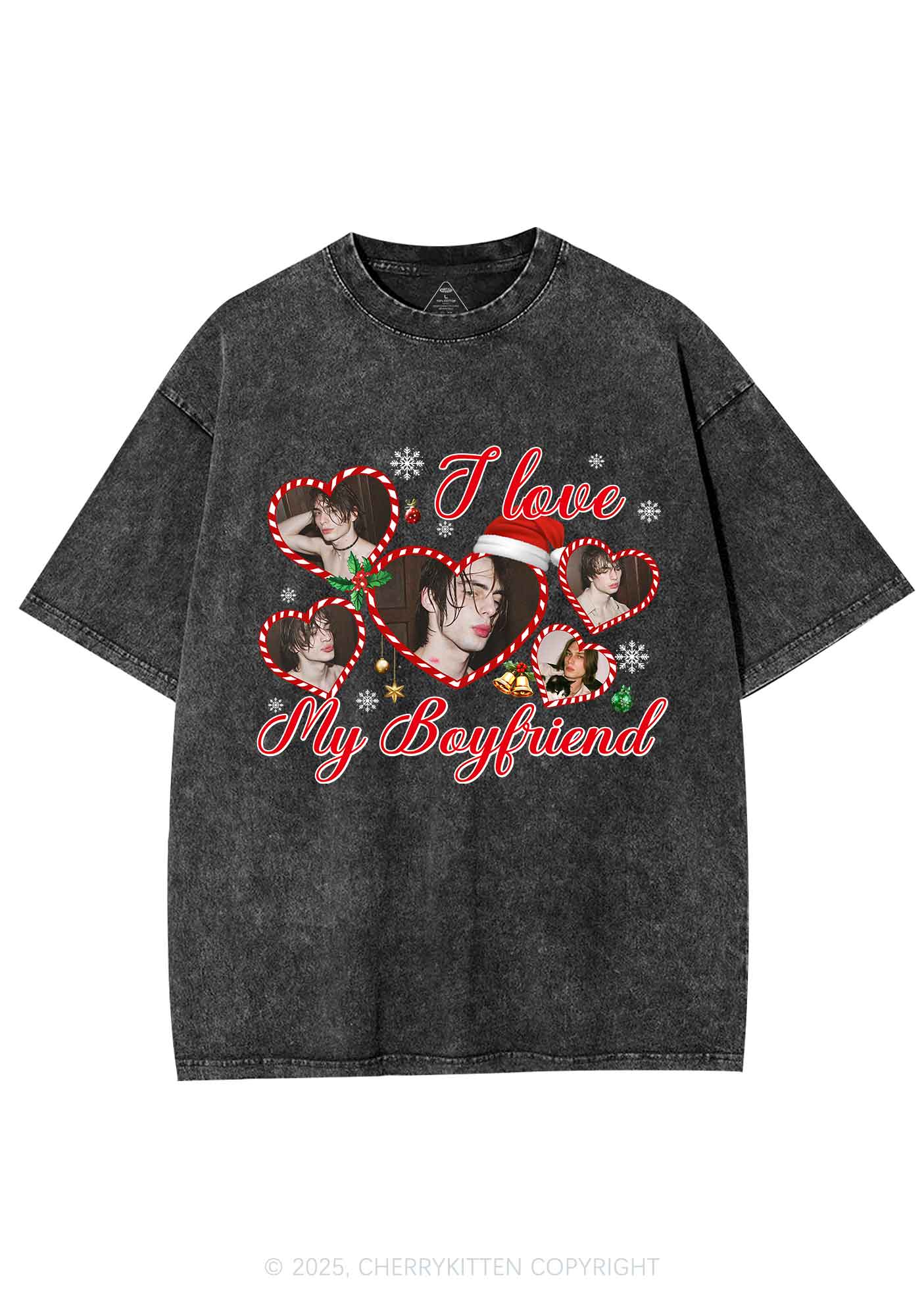 Custom Christmas I Love My GF Y2K Shirts Washed Tee Cherrykitten