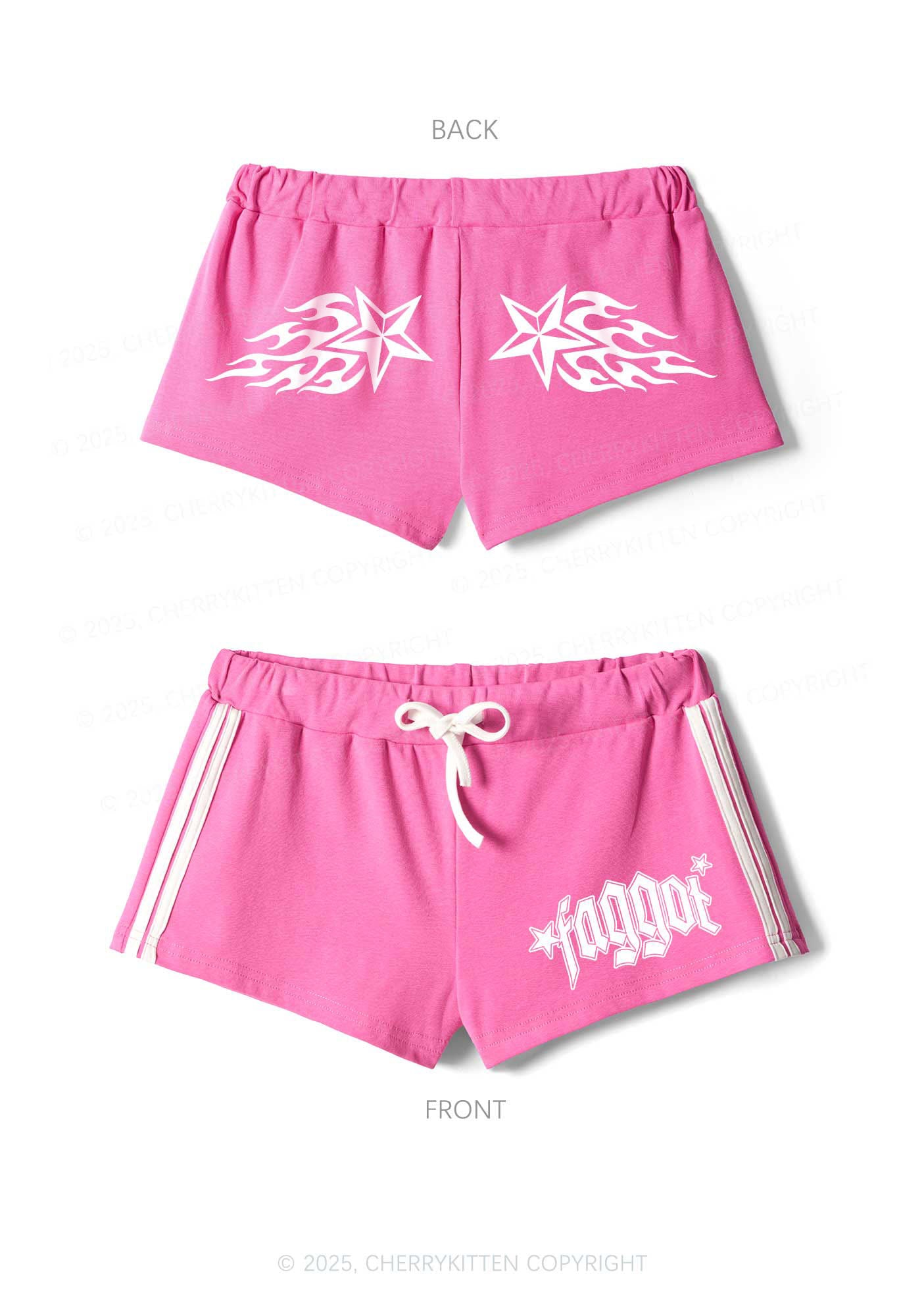 Faggot Star Pride Y2K Drawstring Mini Shorts Cherrykitten