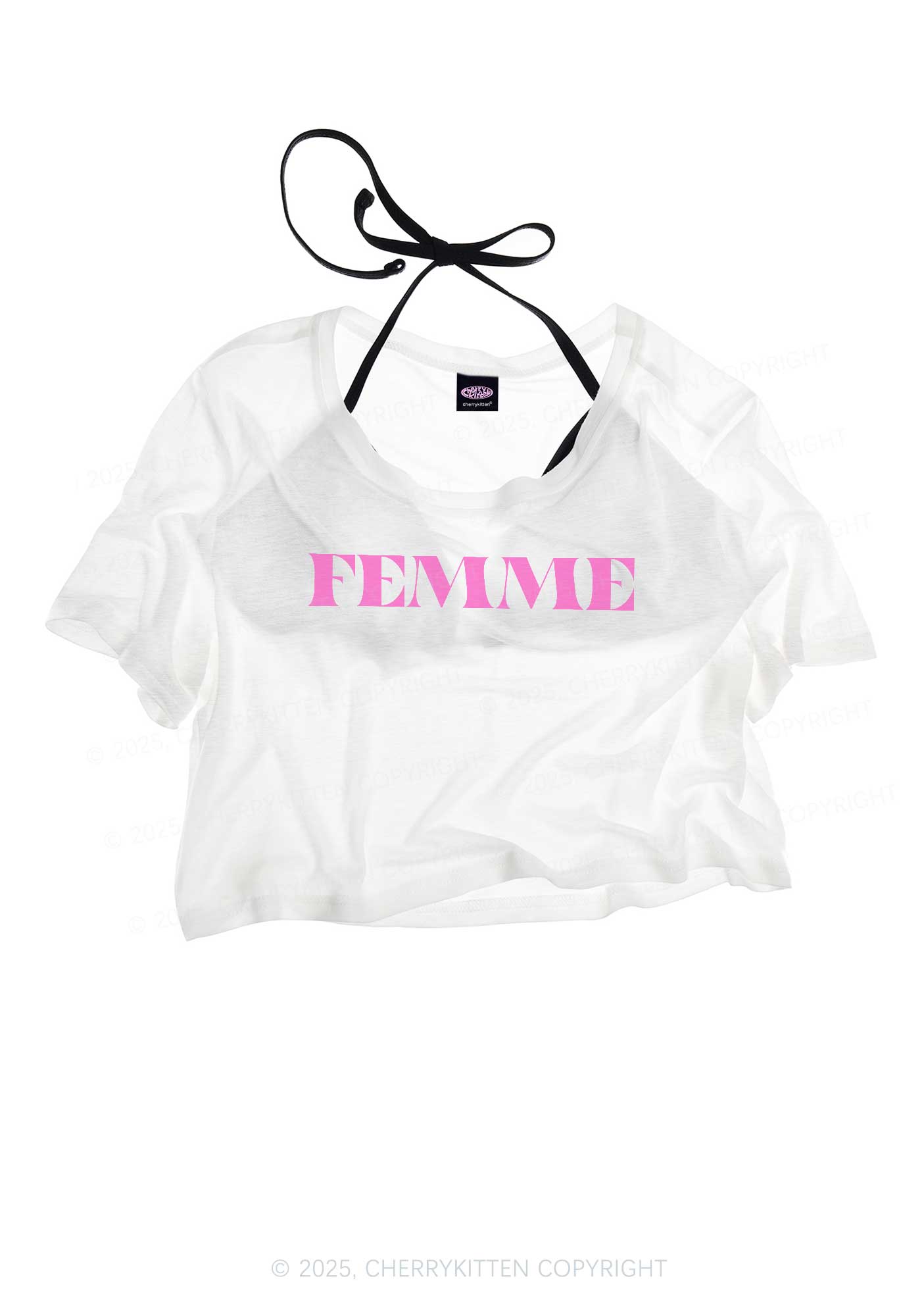 Femme Pride Y2K Sheer Crop Tee Cherrykitten
