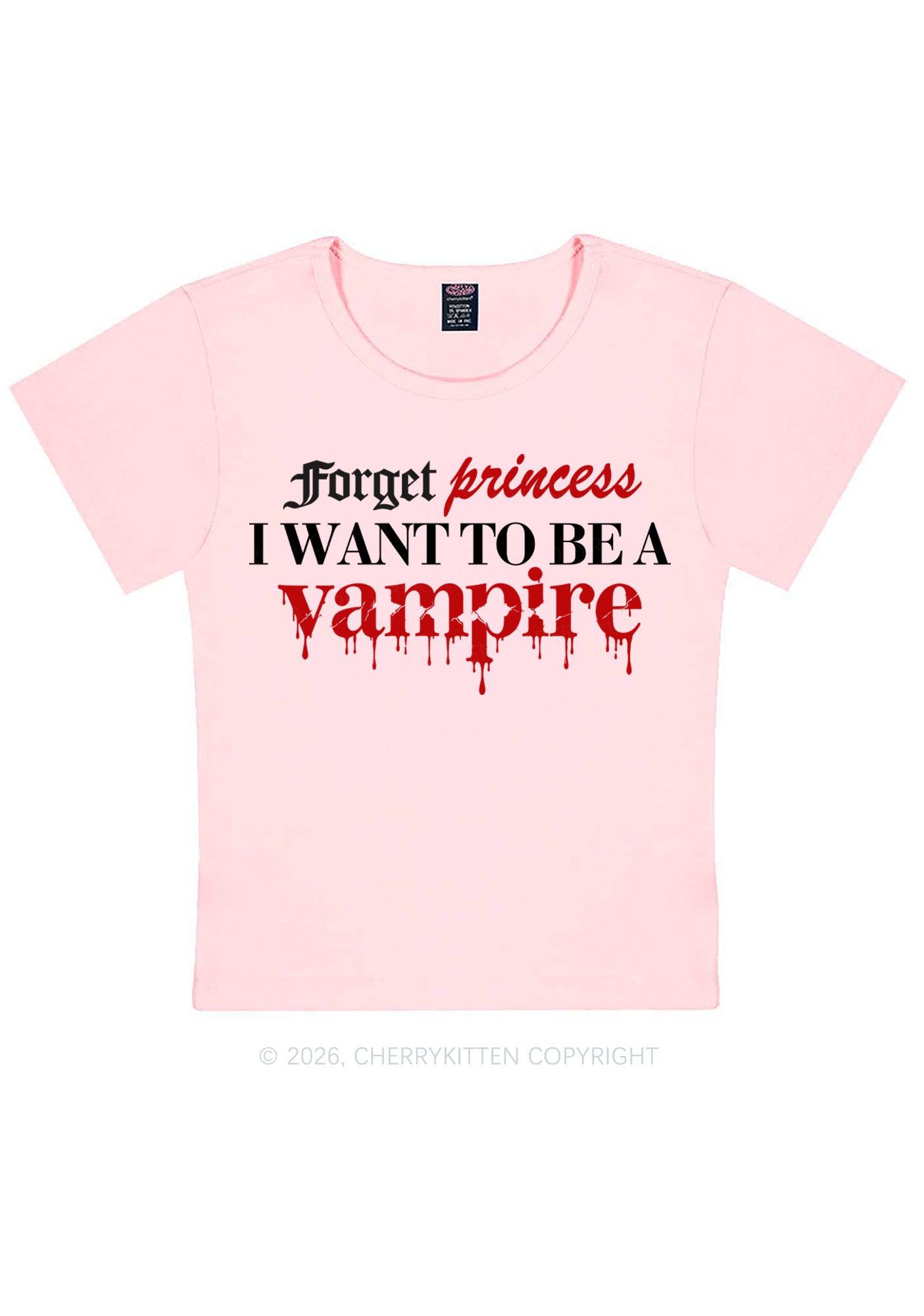 Halloween Want To Be Vampire Y2K Baby Tee Cherrykitten