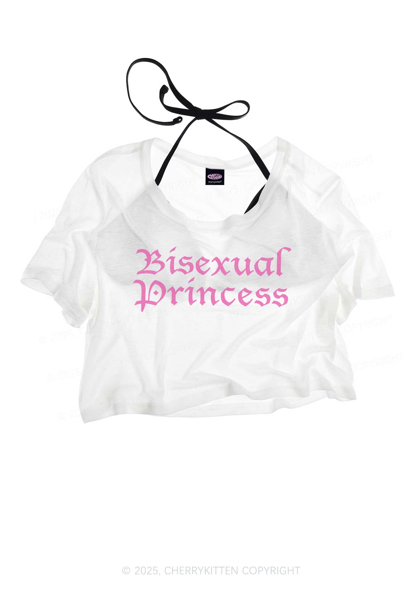 Bisexual Princess Pride Y2K Sheer Crop Tee Cherrykitten