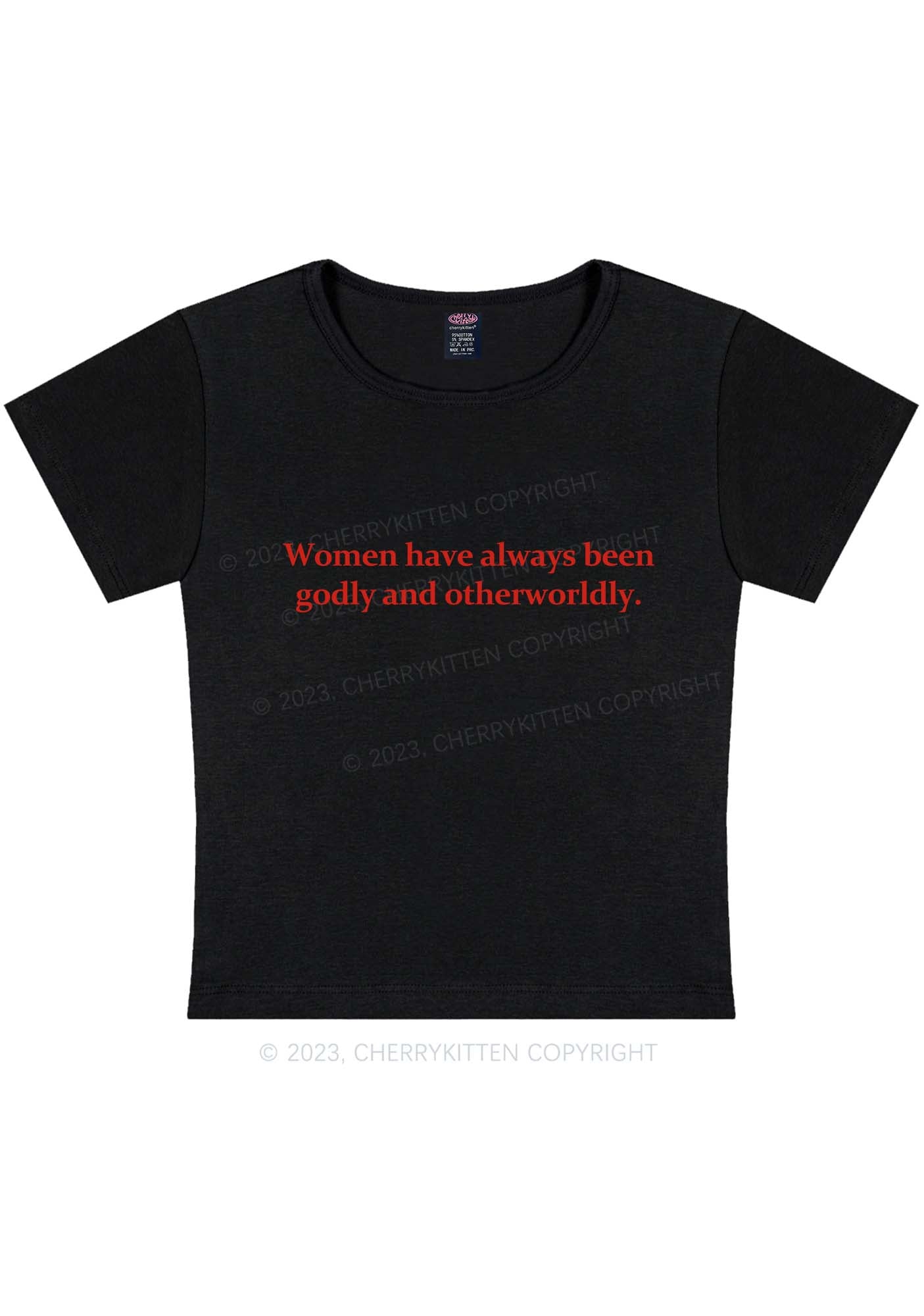 Curvy Godly and Otherworldly Women Y2K Baby Tee Cherrykitten