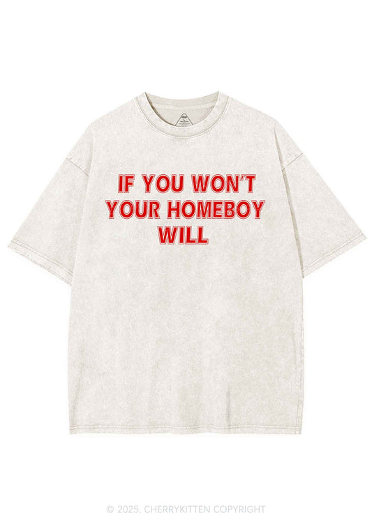 Your Homeboy Will Y2K Washed Tee Cherrykitten