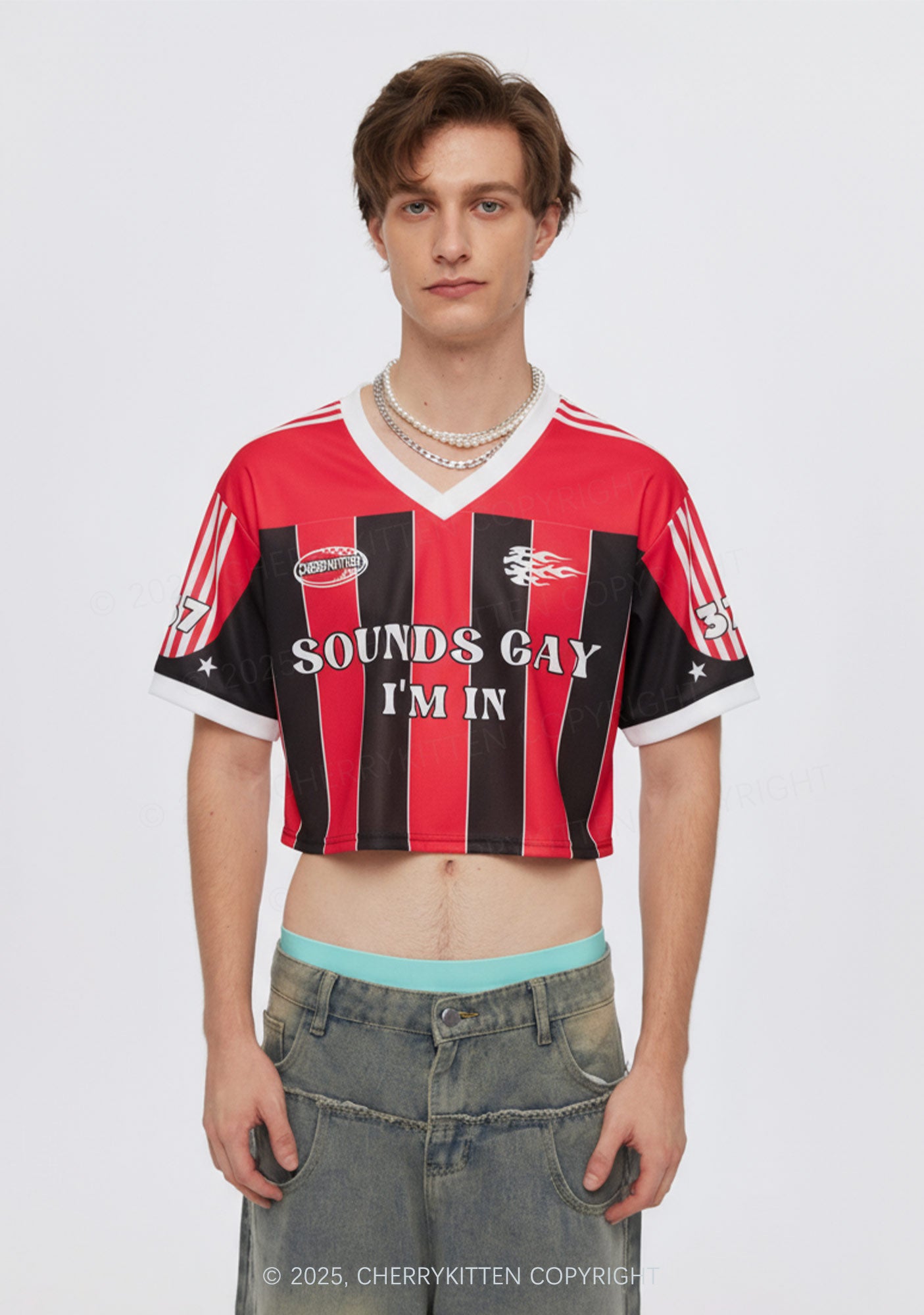 Custom Sounds Gay Im In Pride Y2K Crop Sport Jersey Shirts Cherrykitten