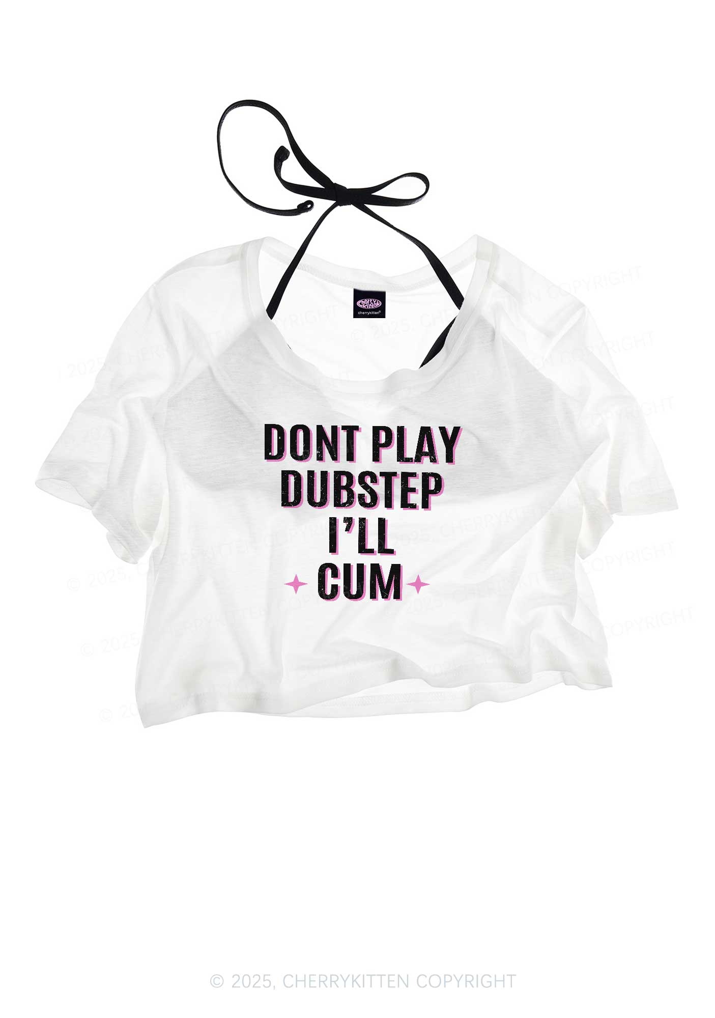Dont Play Dubstep Y2K Sheer Crop Tee Cherrykitten