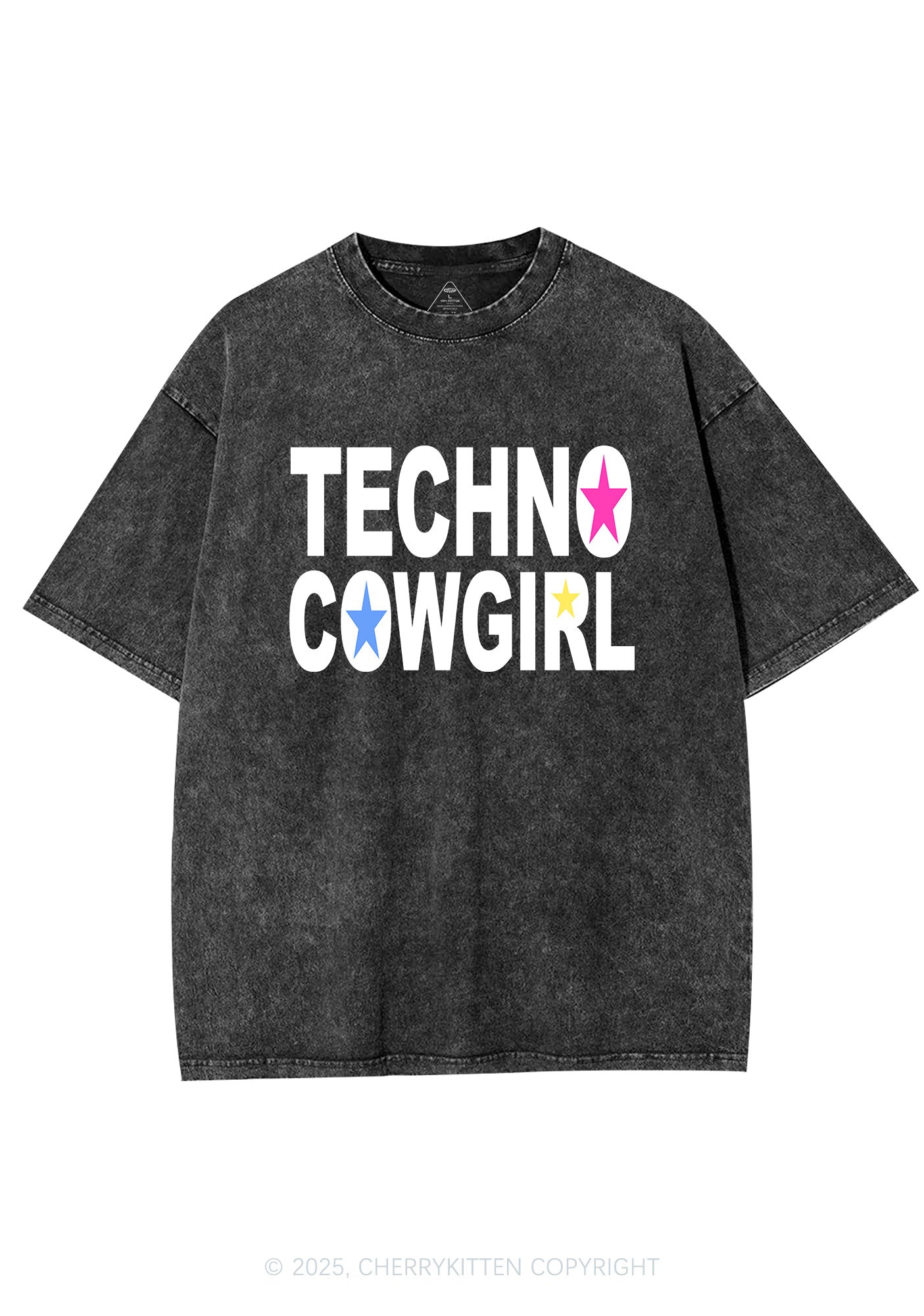 Techno Cowgirl Y2K Shirts Washed Tee Cherrykitten