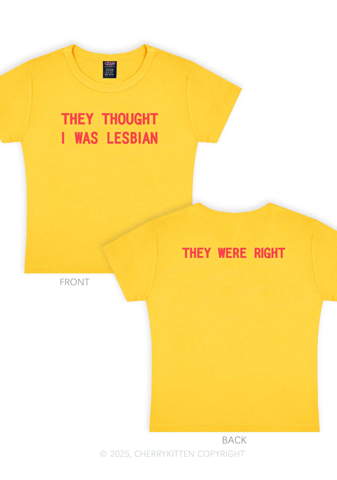 I Was Lesbian Two Sides Pride Y2K Baby Tee Cherrykitten
