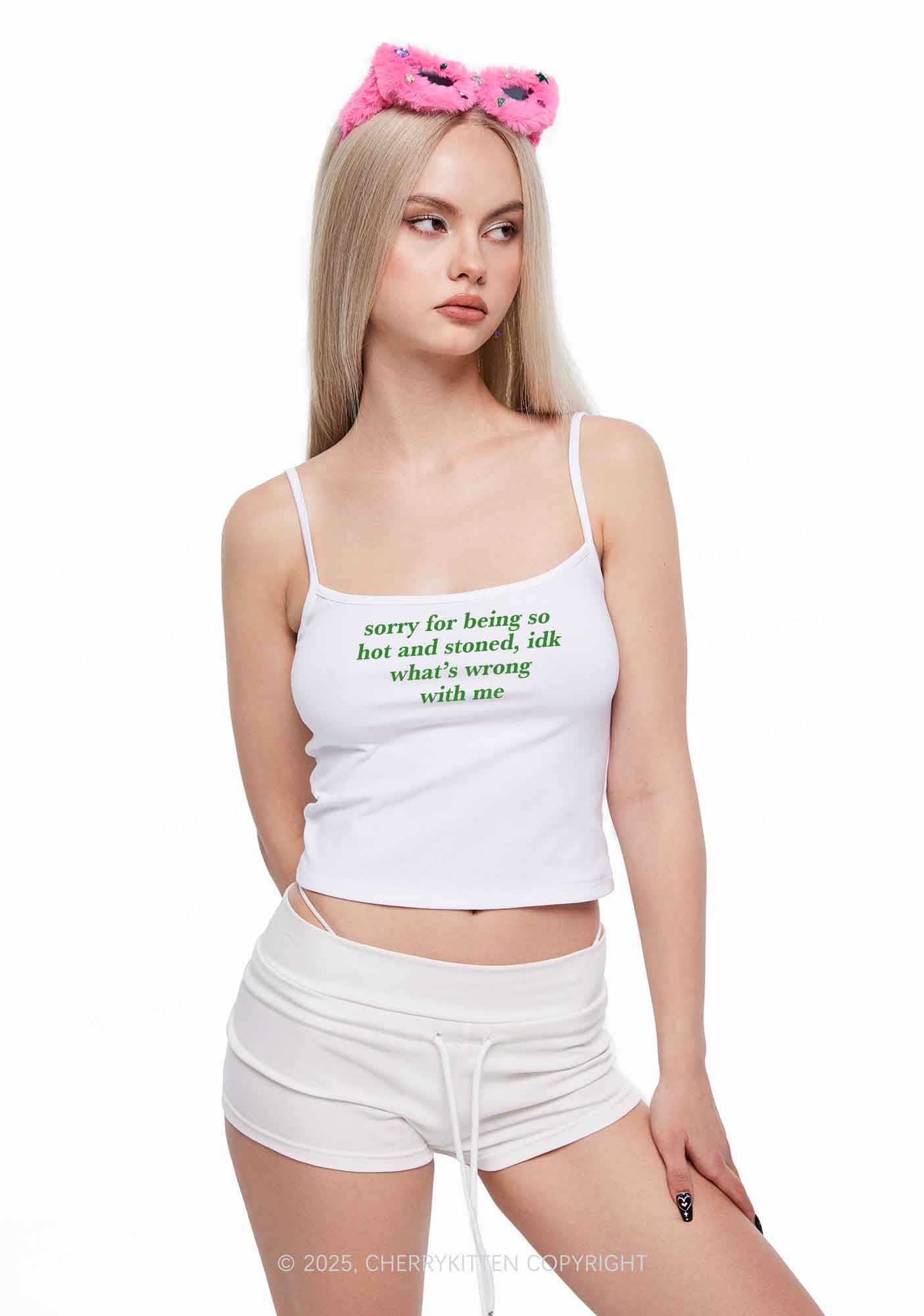 Sorry For Being Hot And Stoned Y2K Spaghetti Strap Cami Cherrykitten