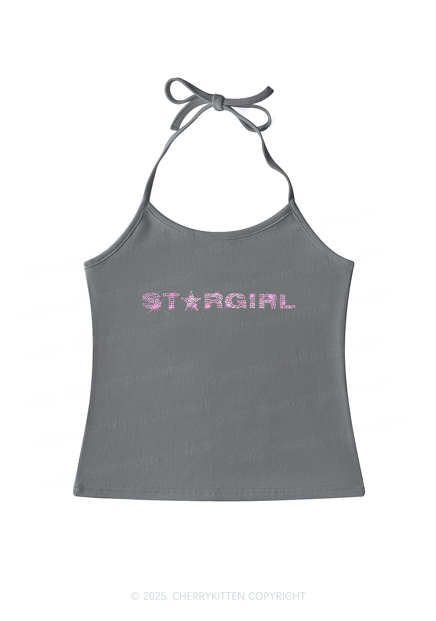 Rhinestone Red Stargirl Y2K Halter Neck Cami Cherrykitten