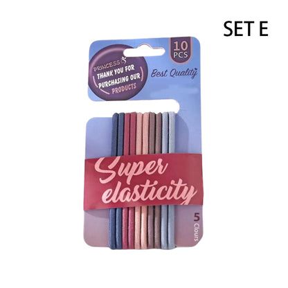 Set of 10 Y2K Colorful Nylon Hair Ties Cherrykitten