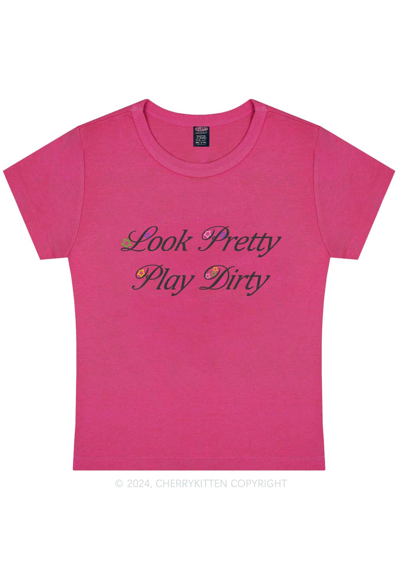 Curvy Look Pretty Play Dirty Y2K Baby Tee Cherrykitten