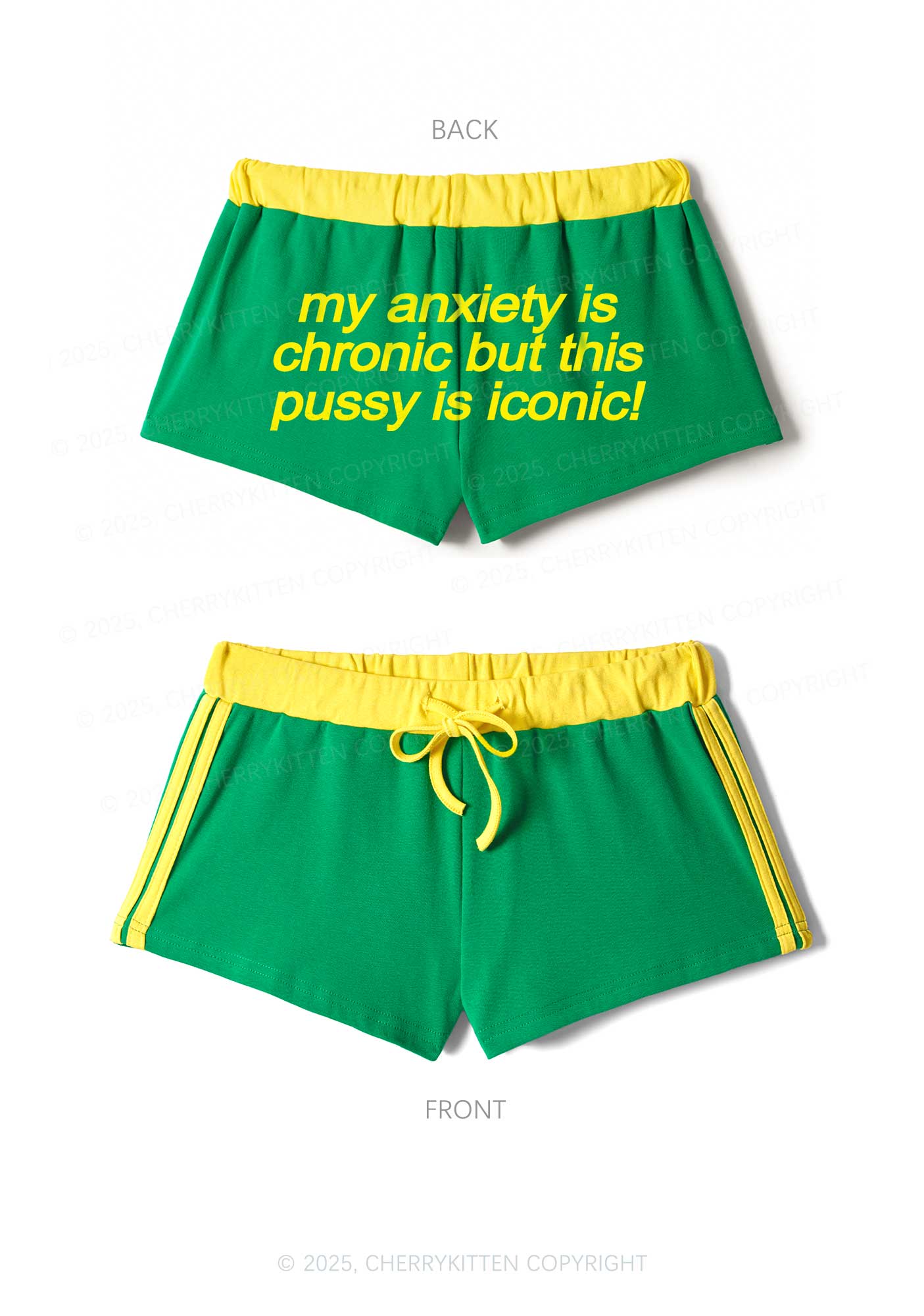 My Anxiety Is Chronic Y2K Drawstring Mini Shorts Cherrykitten