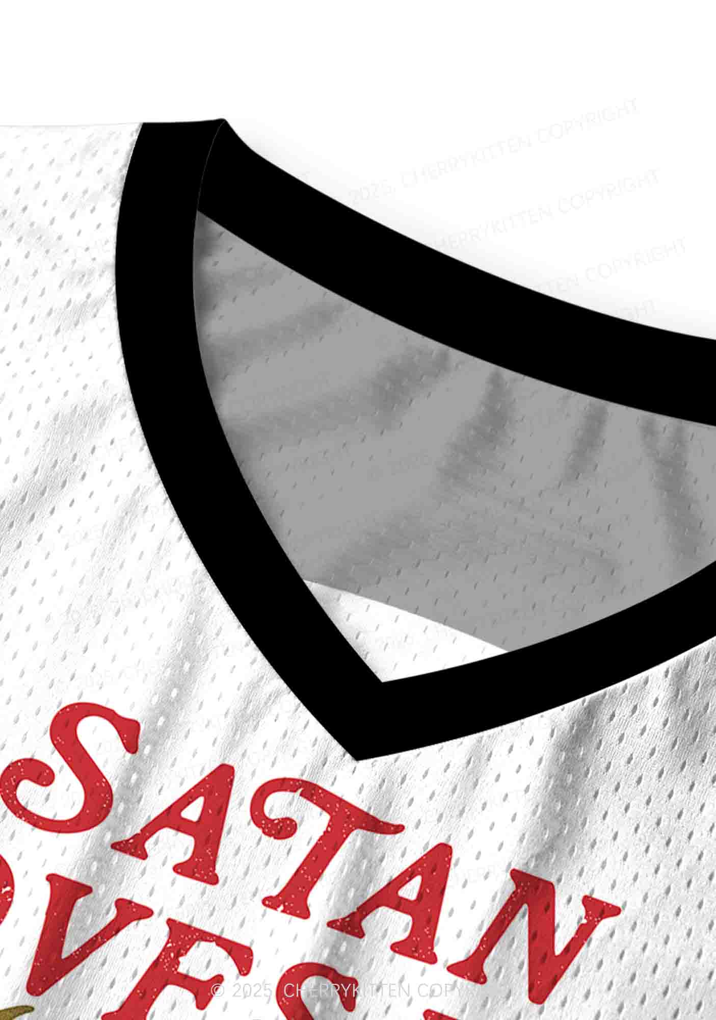 Halloween Custom White Satan Heart Y2K Sport Jersey Tank Cherrykitten