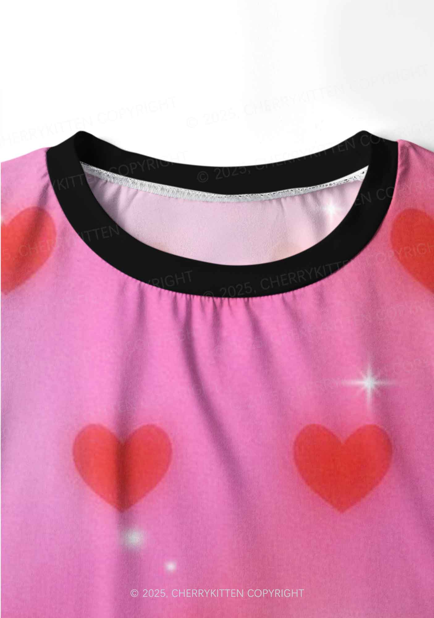 Shiny Love Y2K Print Long Sleeve Pajama Set Cherrykitten