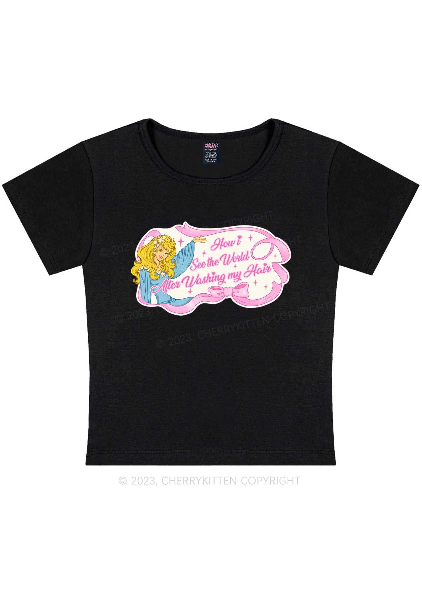 Curvy Hair Wash Day Y2K Baby Tee Cherrykitten