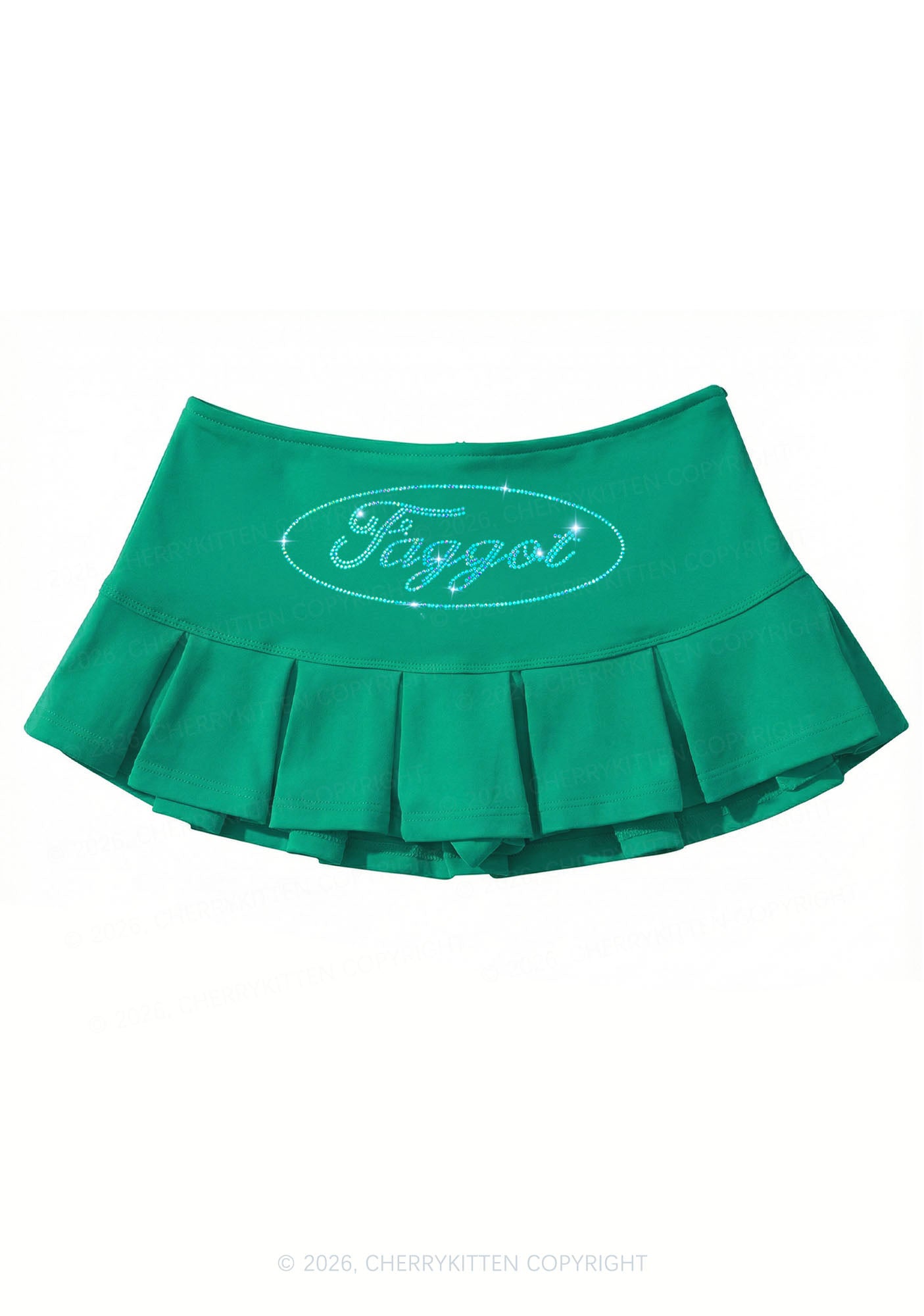 Rhinestone Oval Faggot Pride Y2K Mini Pleated Skirts Cherrykitten