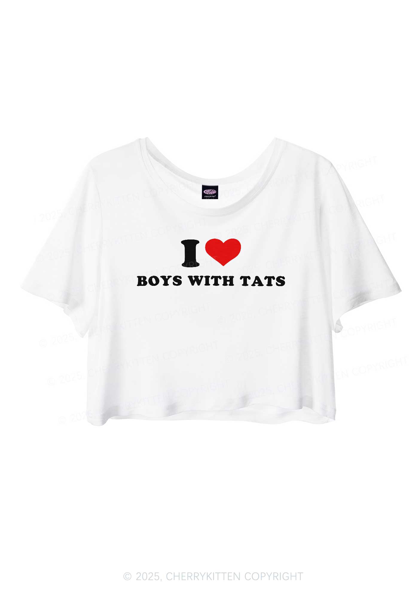 I Love Boys With Tats Y2K Sheer Crop Tee Cherrykitten