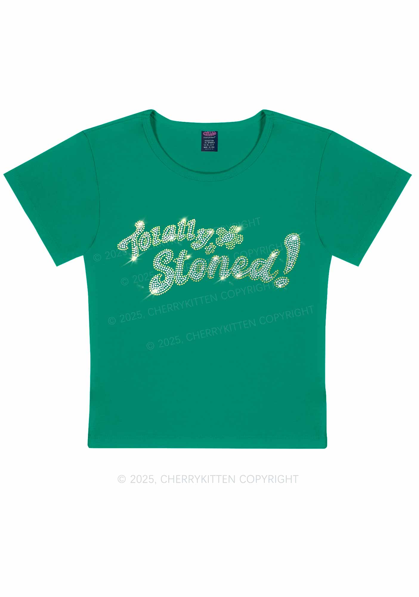 Rhinestone Totally Stoned Y2K Baby Tee Cherrykitten