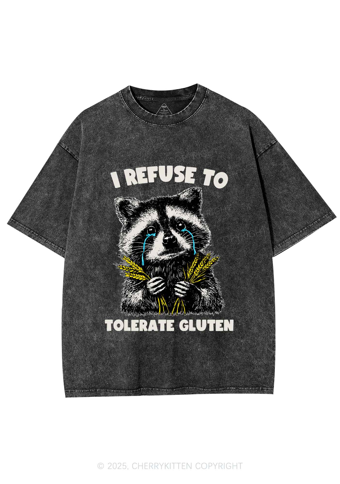 Refuse To Tolerate Gluten Y2K Shirts Washed Tee Cherrykitten