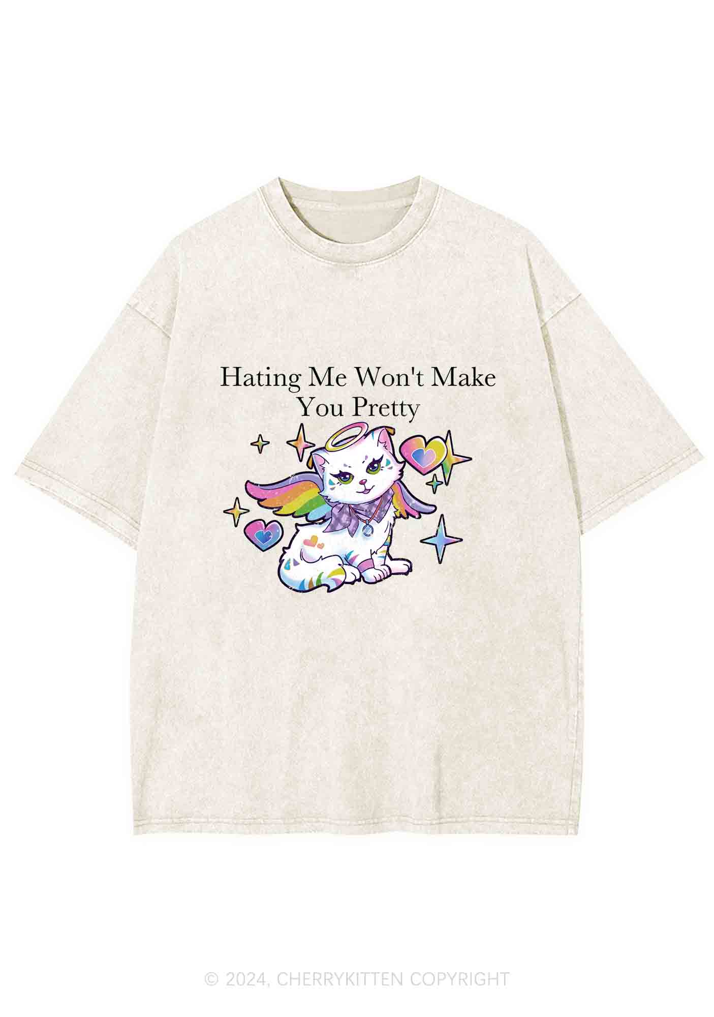 Hating Me Won't Make You Pretty Y2K Washed Tee Cherrykitten