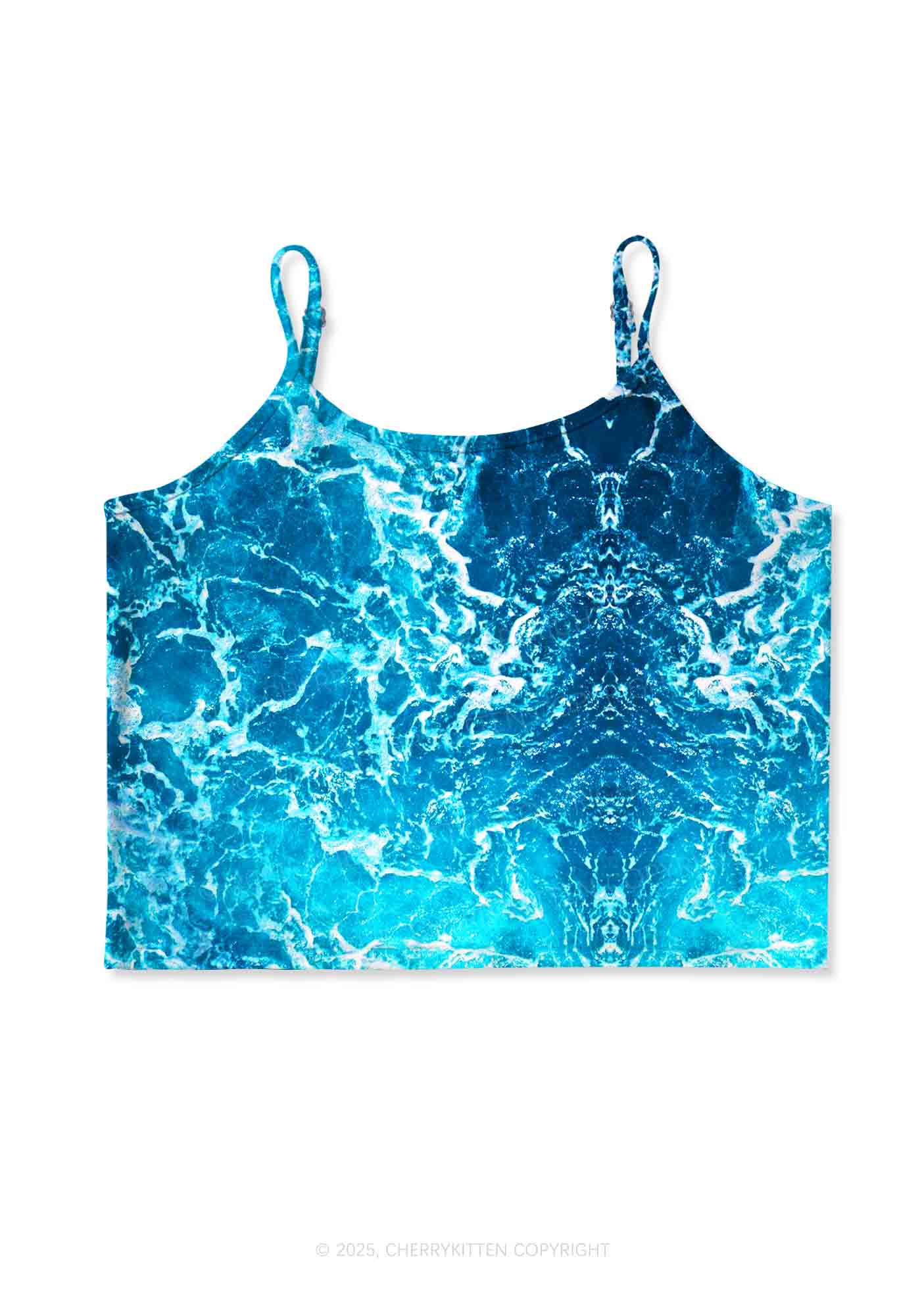 Ocean Wave Y2K Print Cami Crop Top Cherrykitten