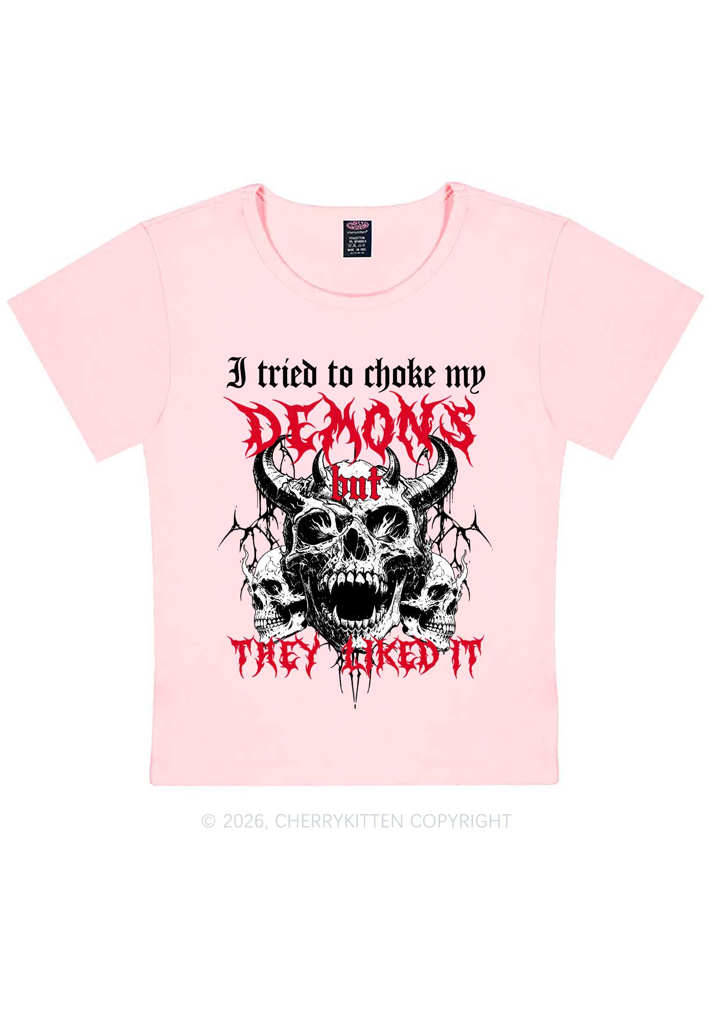 Halloween Choke My Demons Y2K Baby Tee Cherrykitten
