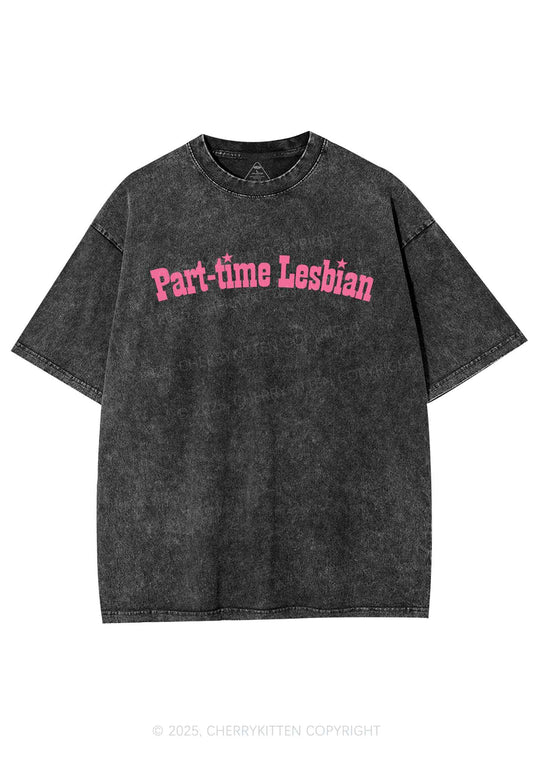 Part Time Lesbian Pride Y2K Shirts Washed Tee Cherrykitten