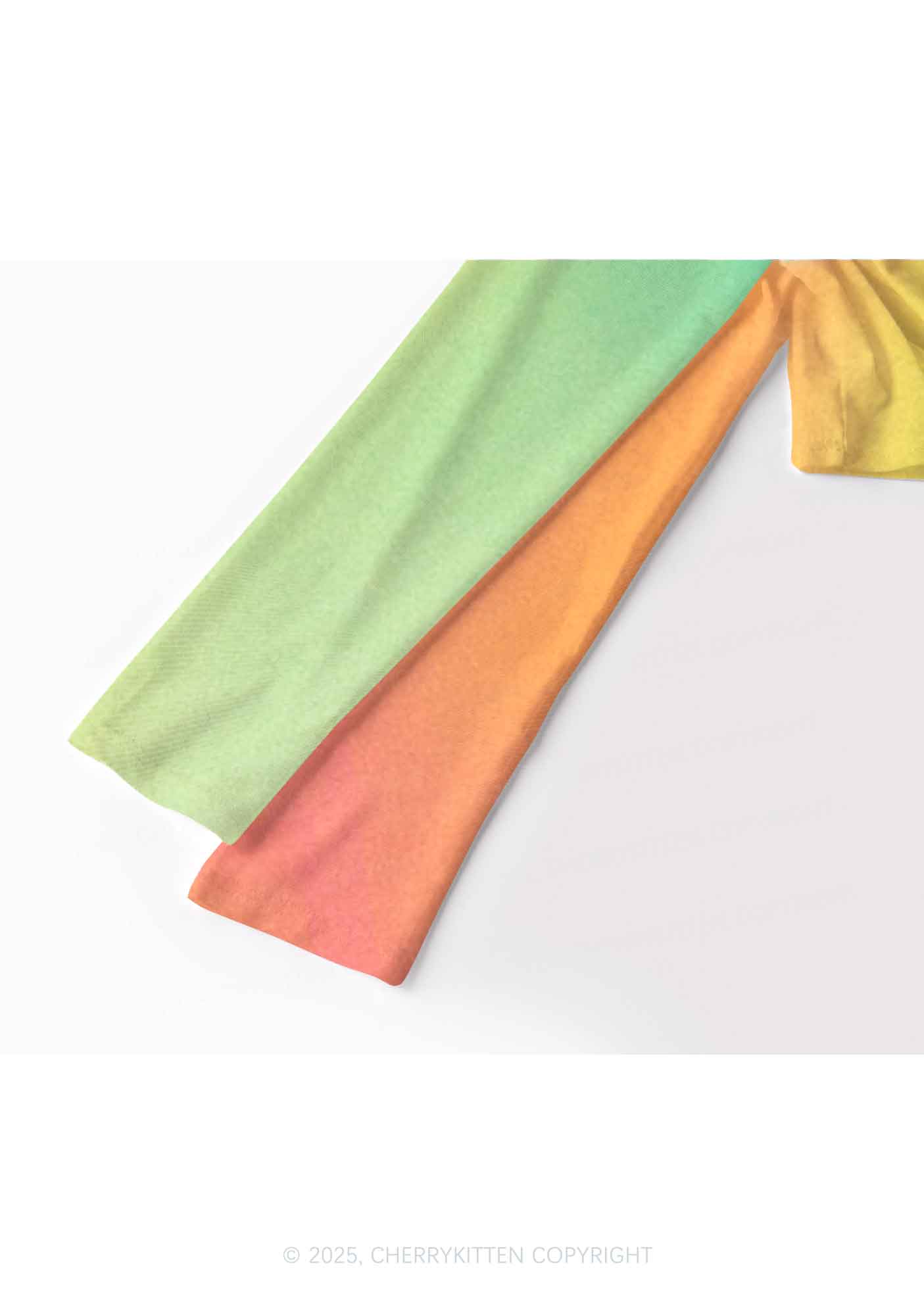 Lily in Rainbow Pride Y2K Mesh Long Sleeve Crop Top Cherrykitten