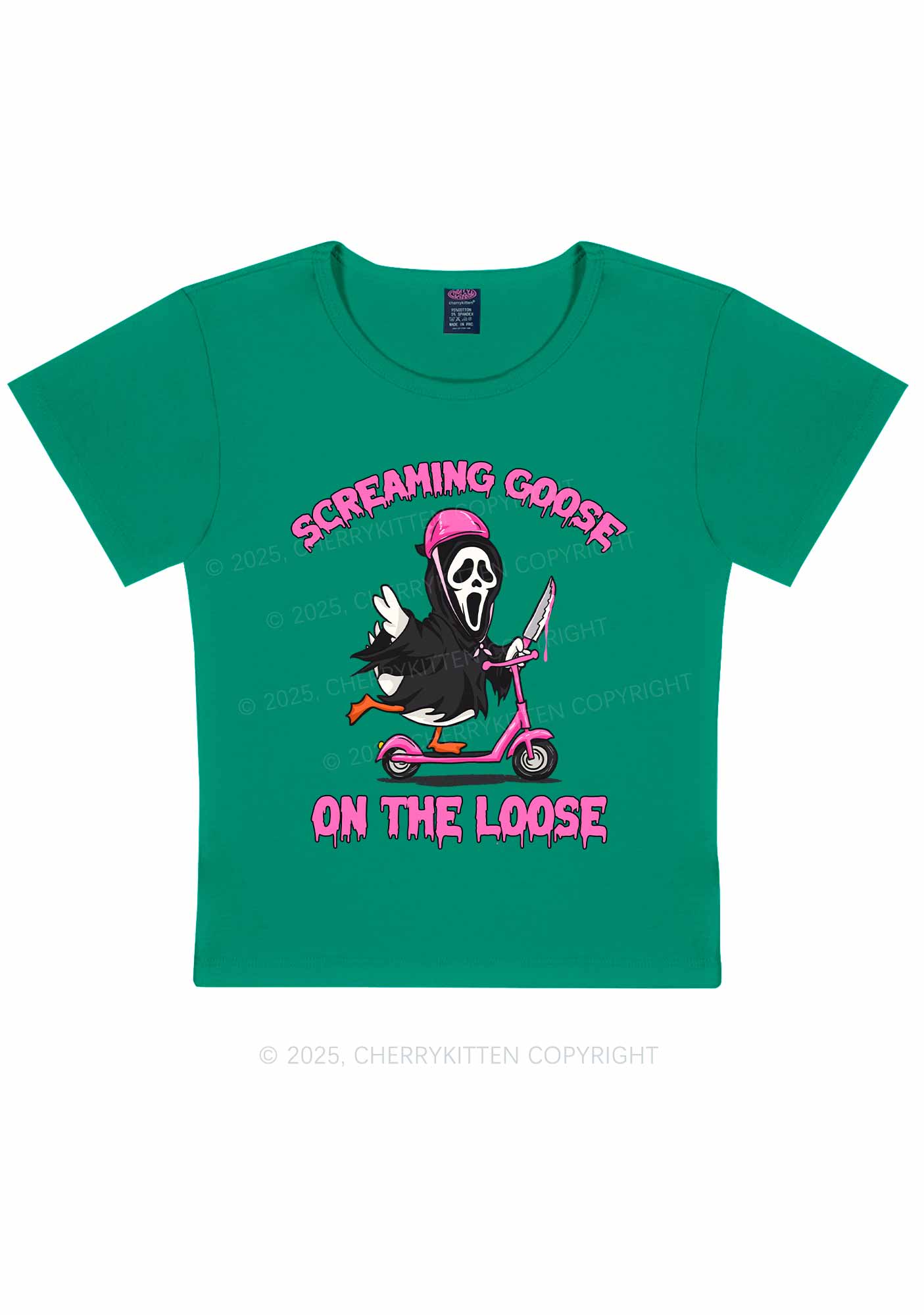 Halloween Screaming Goose On Loose Y2K Baby Tee Cherrykitten
