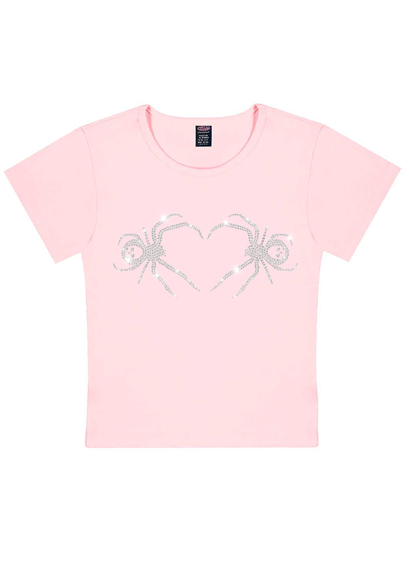 Rhinestone Skull Spider Y2K Baby Tee Cherrykitten