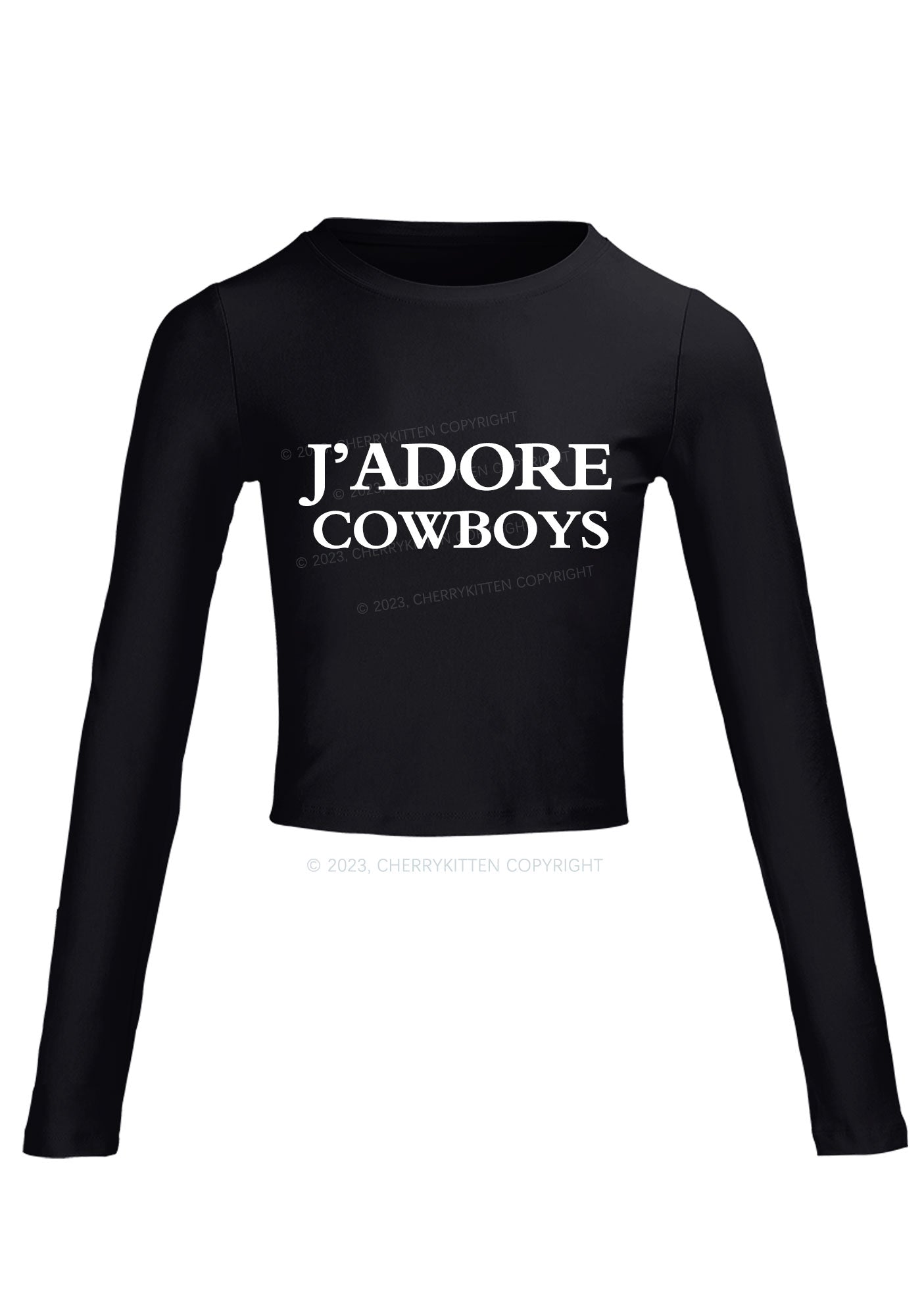 J'adore Cowboys Long Sleeve Crop Top Cherrykitten