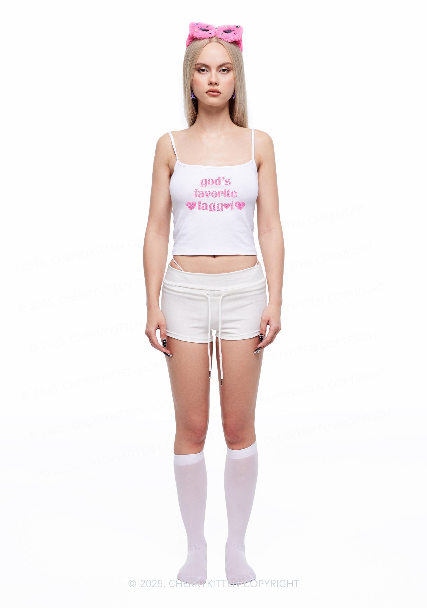 Glitter Gods Favorite Faggot Pride Y2K Spaghetti Strap Cami Cherrykitten