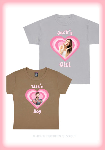 Personalized Text&Photo Heart Y2K Valentine's Day Shirt Cherrykitten