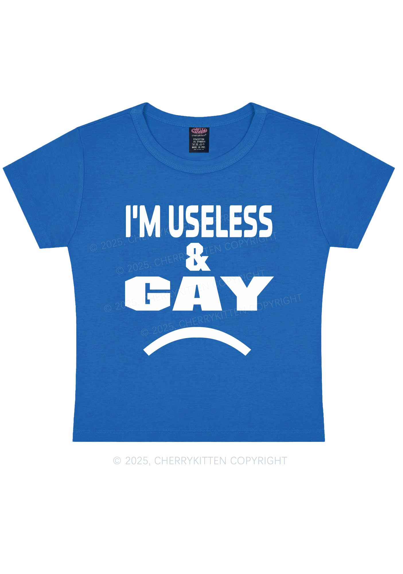 Useless Gay Pride Y2K Baby Tee Cherrykitten