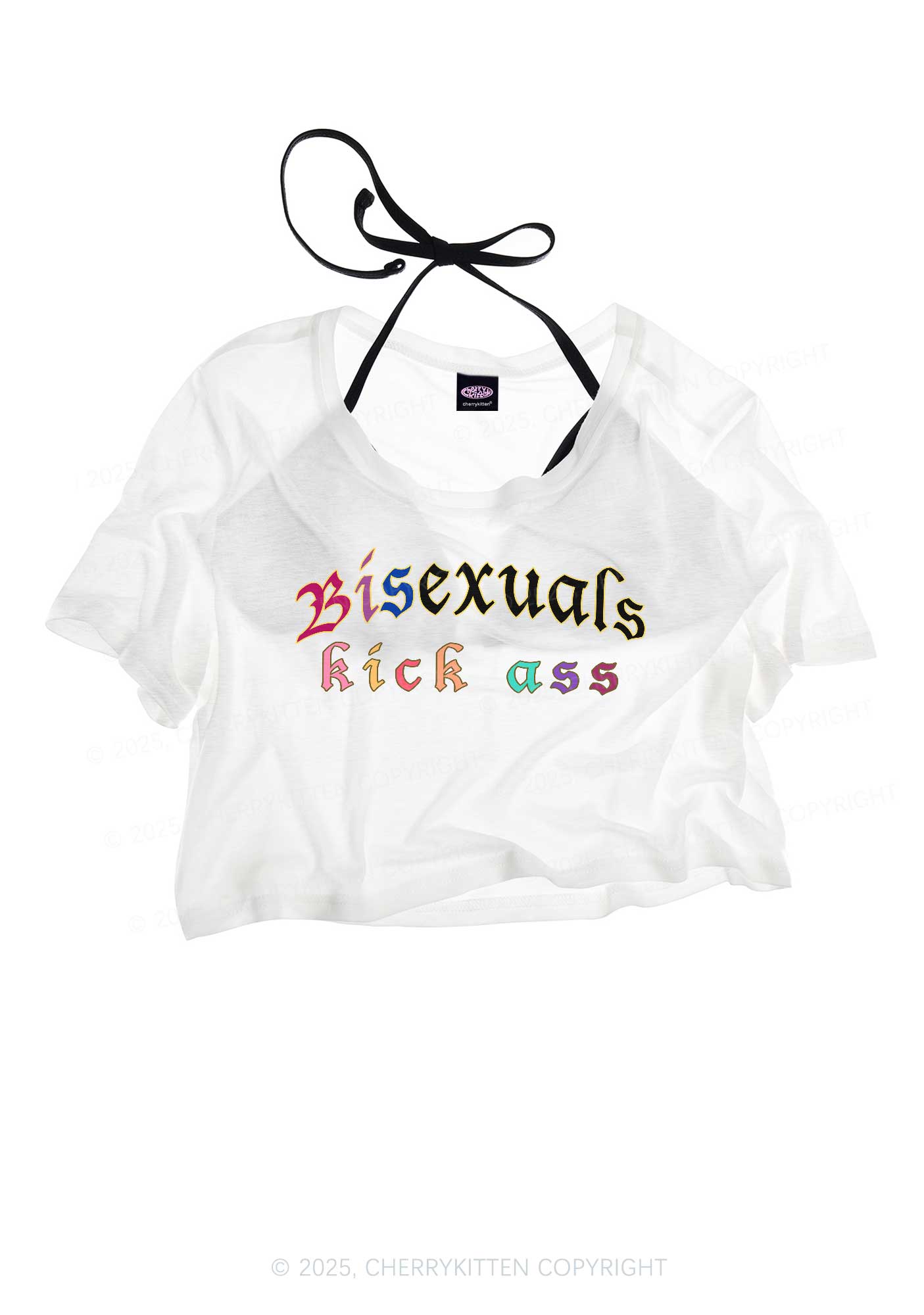Bisexuals Kick Axx Pride Y2K Sheer Crop Tee Cherrykitten