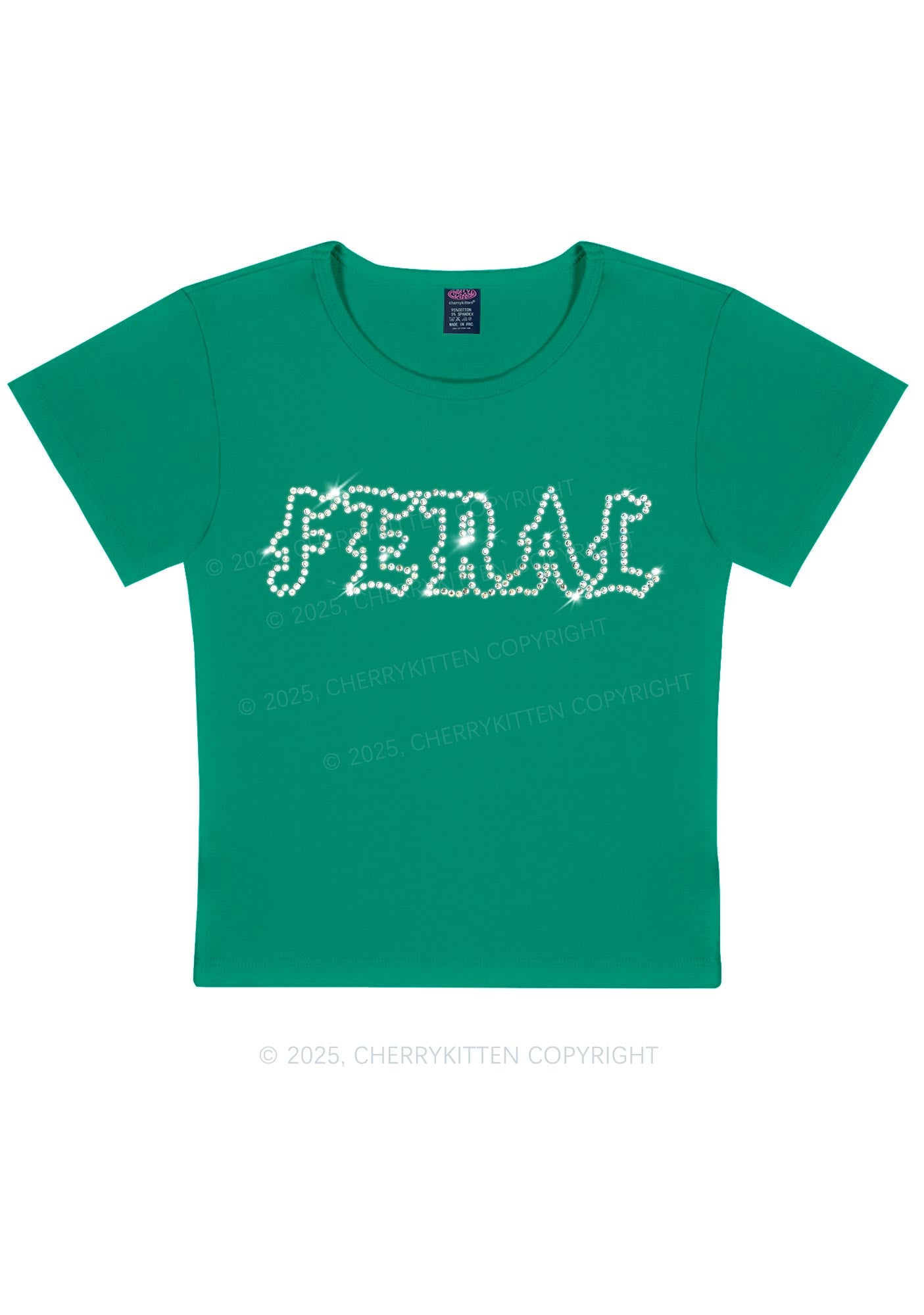 Rhinestone Feral Y2K Baby Tee Cherrykitten
